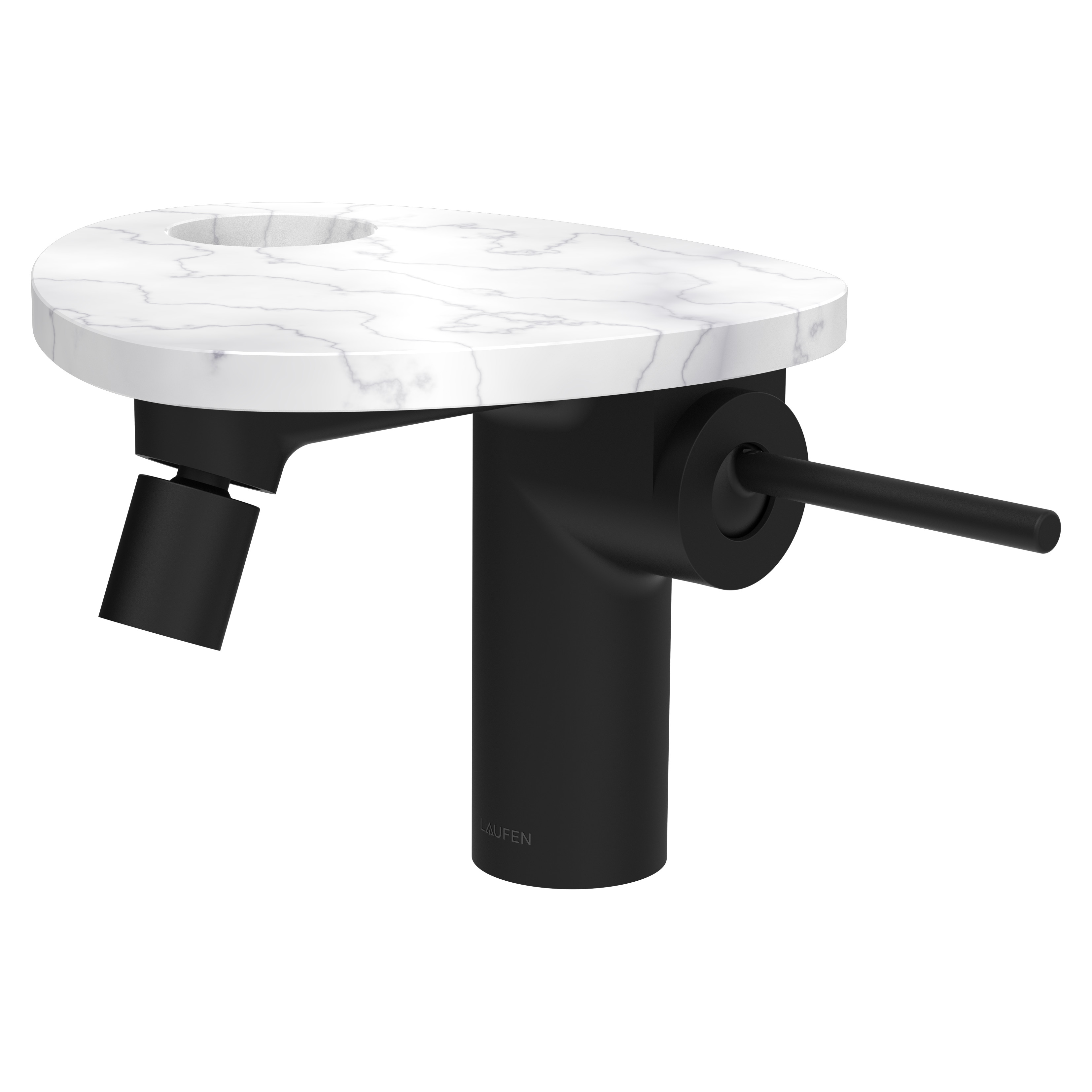 Ada mit bidet tablette percée bec 110 mm av vid clic-clac pvd noir/marbre blan