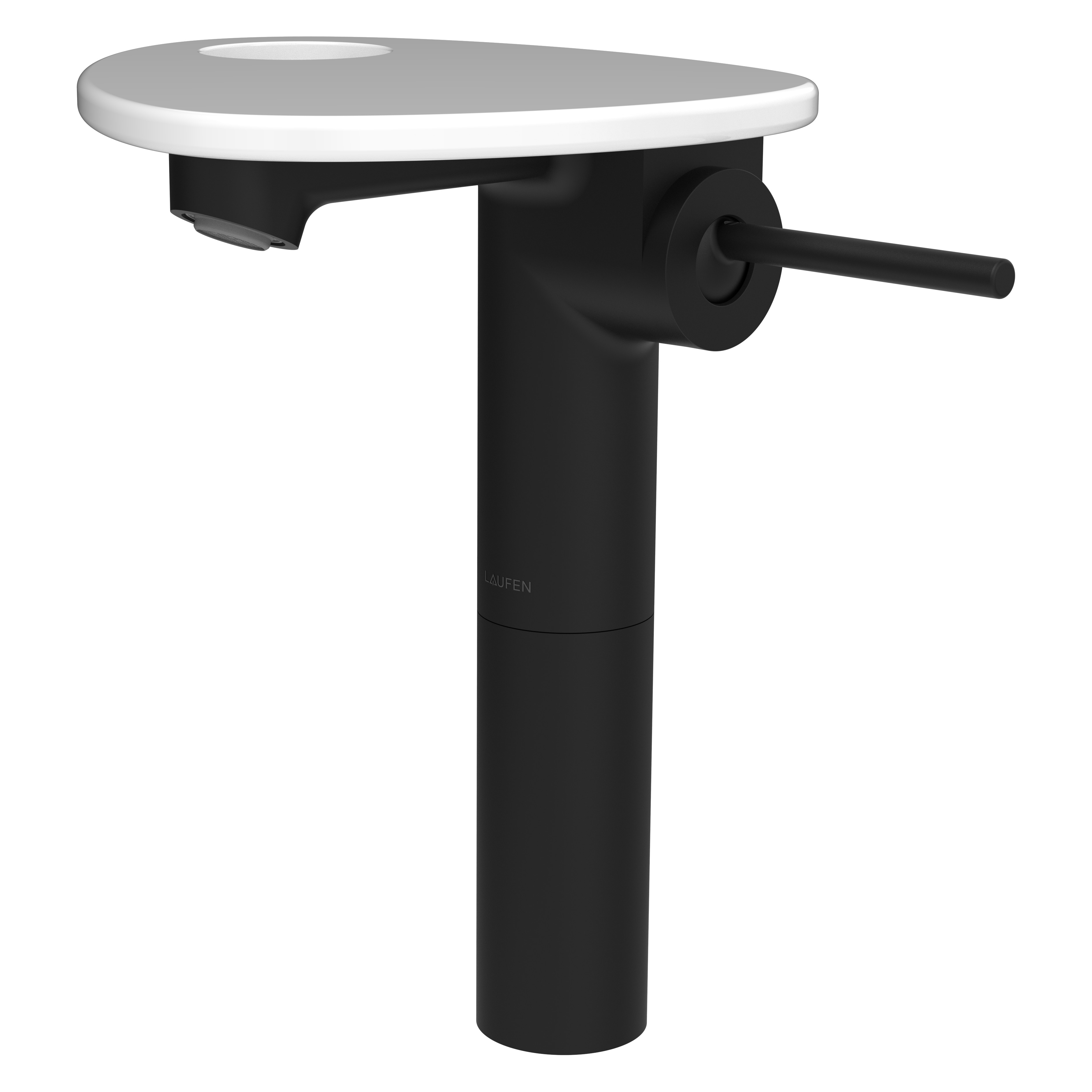 Ada mit lav réhaussé tablette percée bec 110mm ss vidage pvd noir/blanc brill