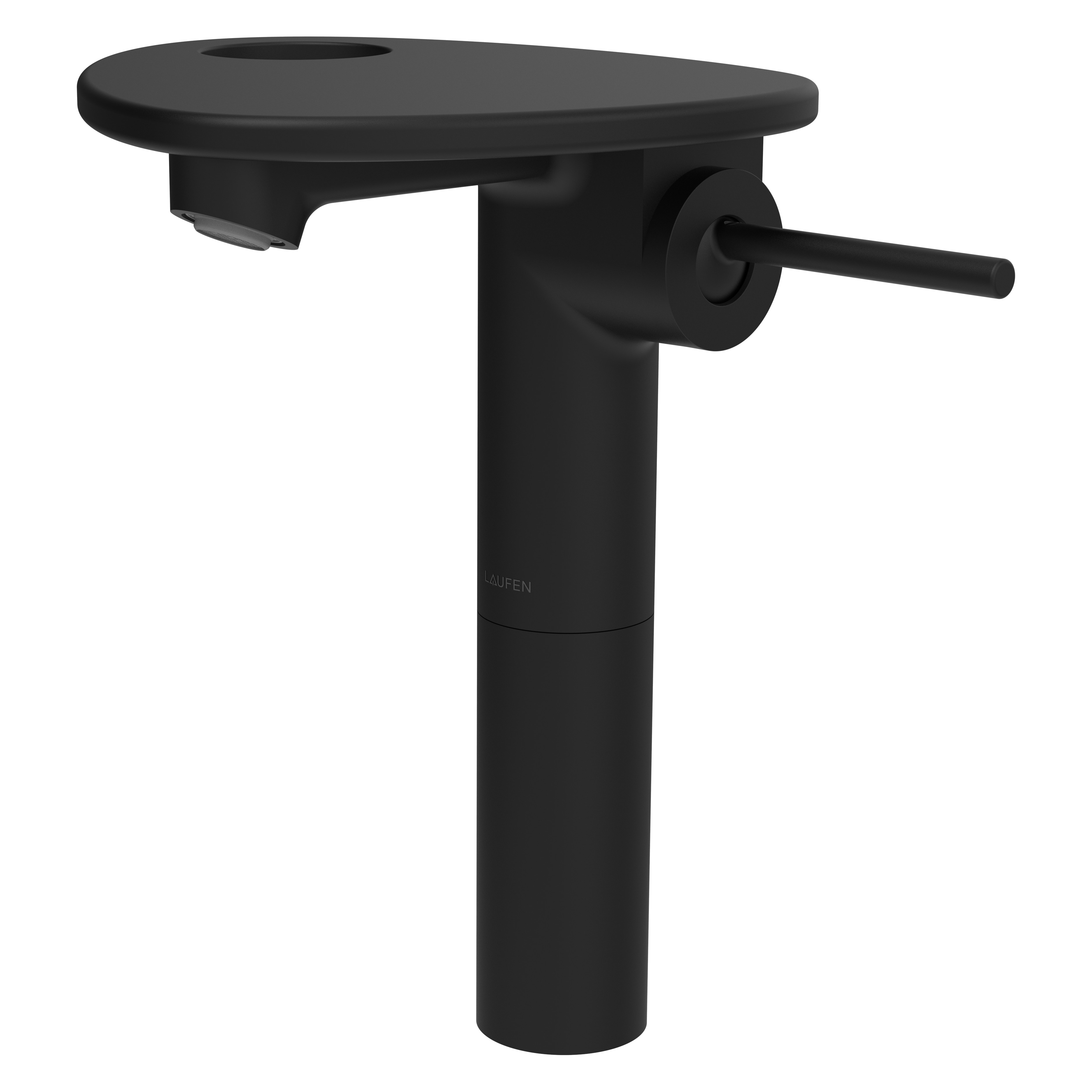 Ada mit lav réhaussé tablette percée bec 110 mm ss vidage pvd noir/noir mat