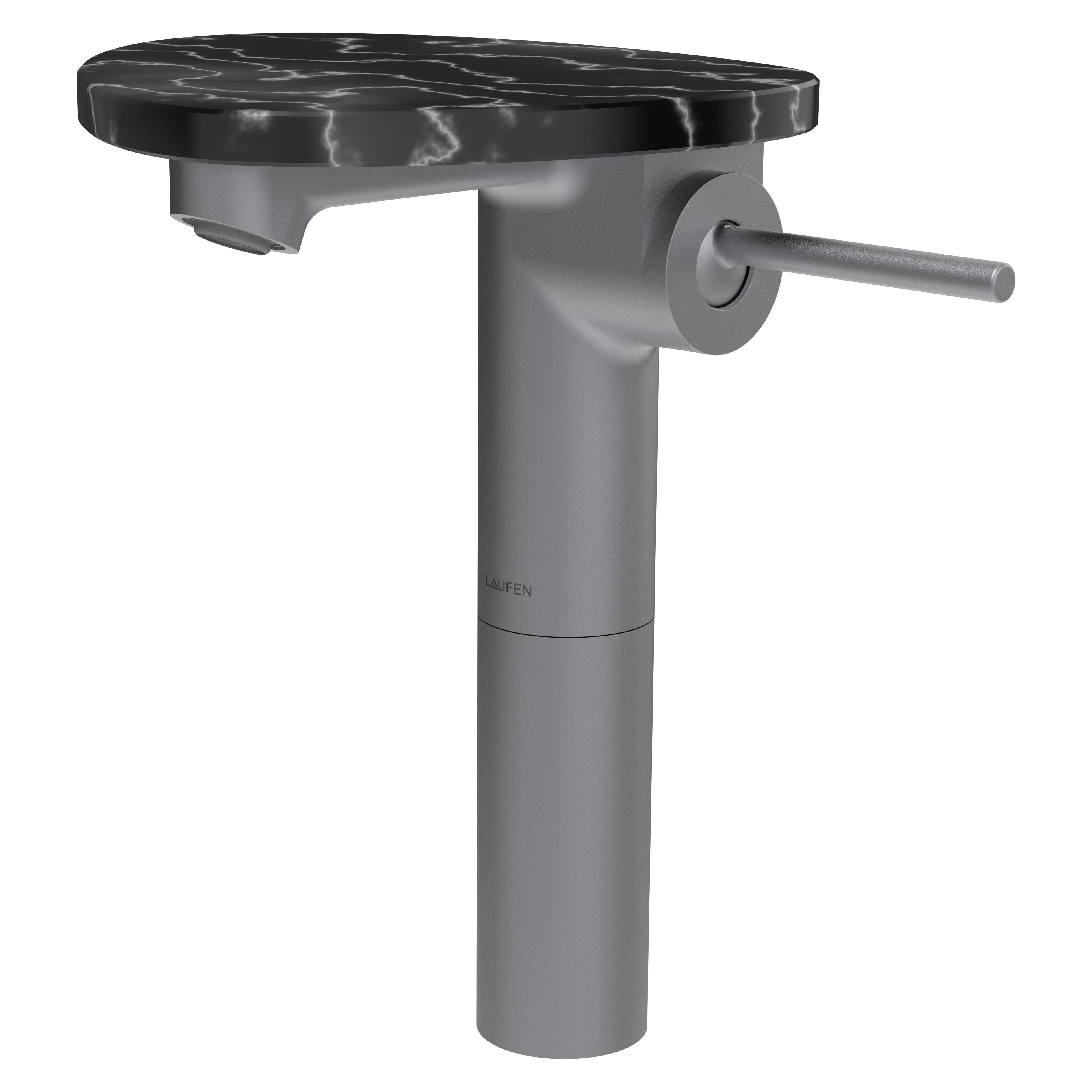 Ada mit lav réhaussé tablette npbec 110 mm ss vidage pvd inox/marbre noir