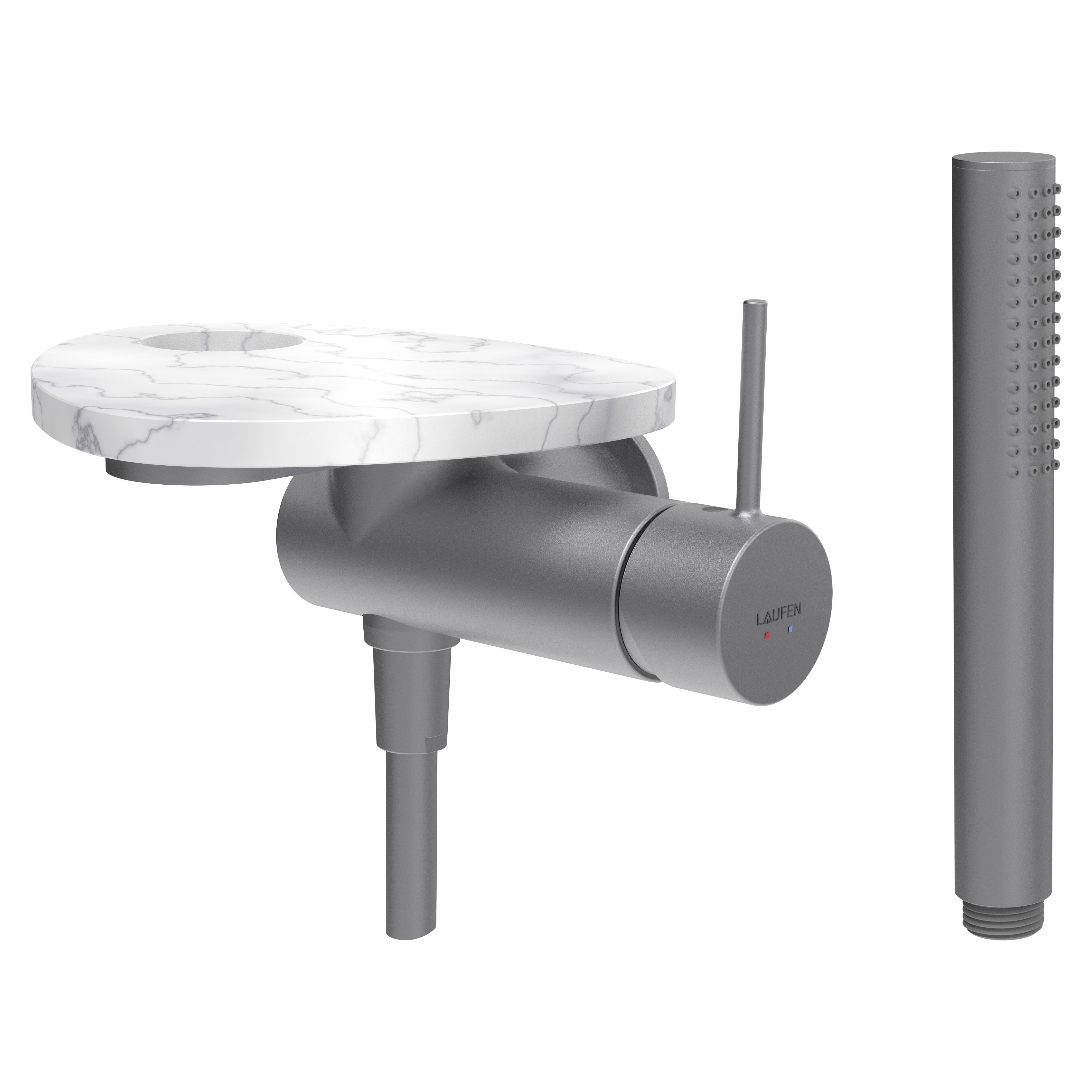 Ada mit de d à enc avec simibox 1-point tablette percée pvd inox/marbre blanc