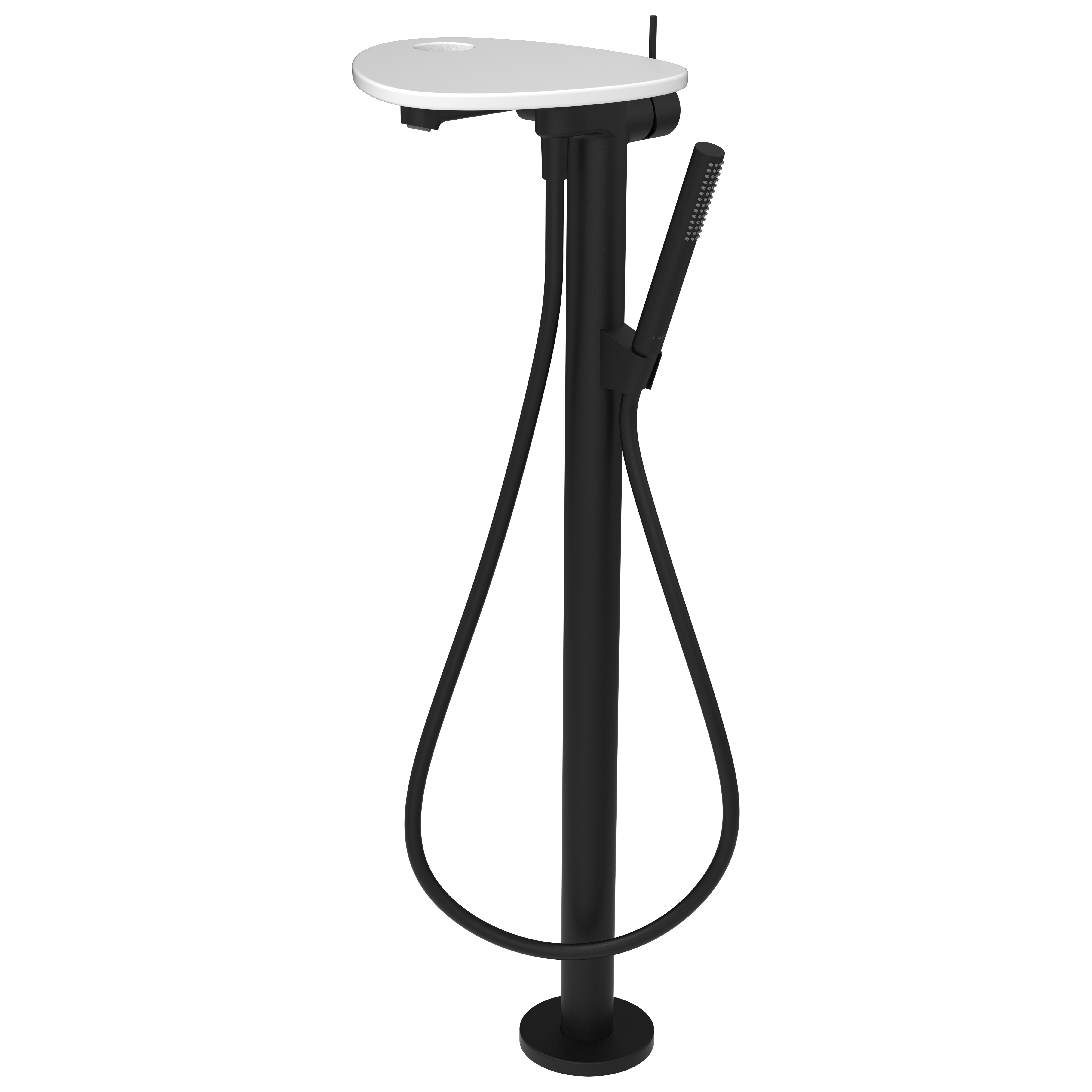 Ada mitigeur de bain sur colonne tablette percée bec 203 mm pvd noir/blan