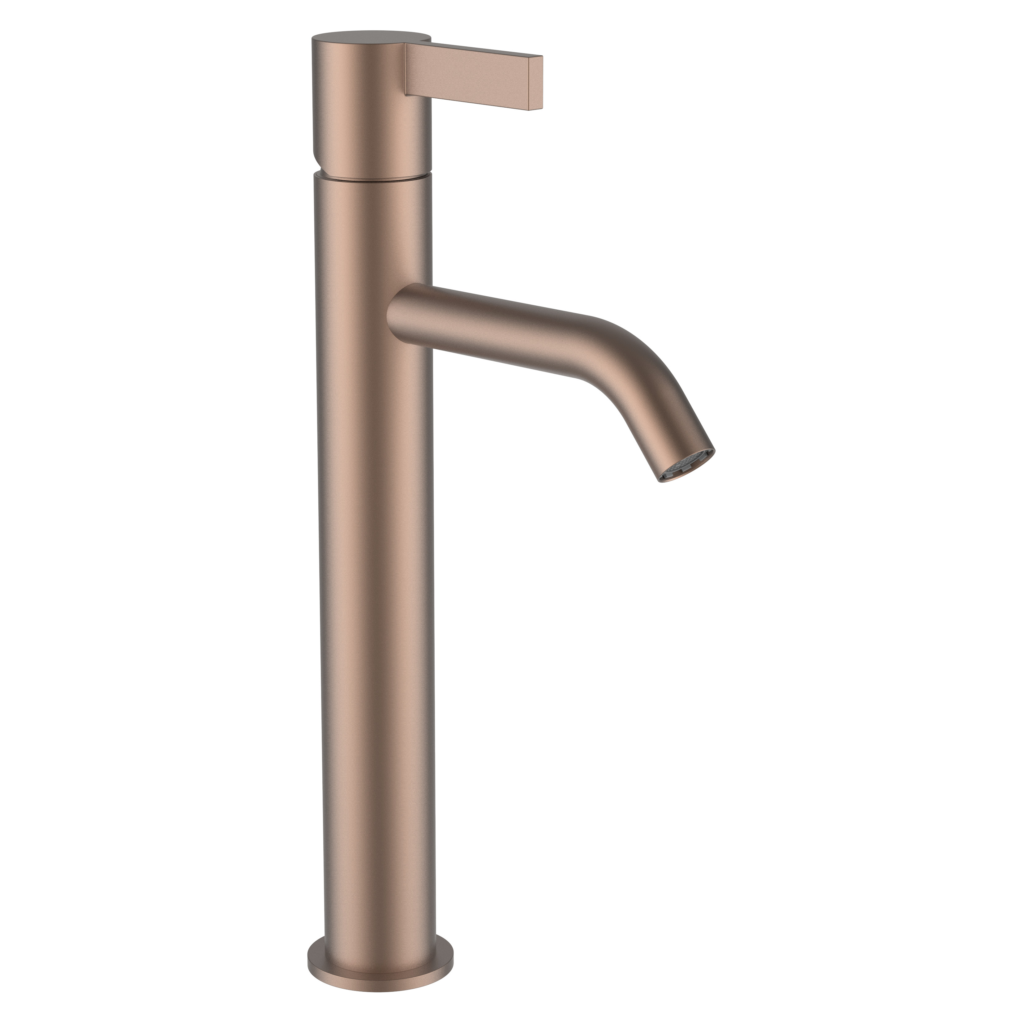Kartell mitigeur de lavabo rehaussé bec fixe 125mm ss vidage pvd or rosé brossé