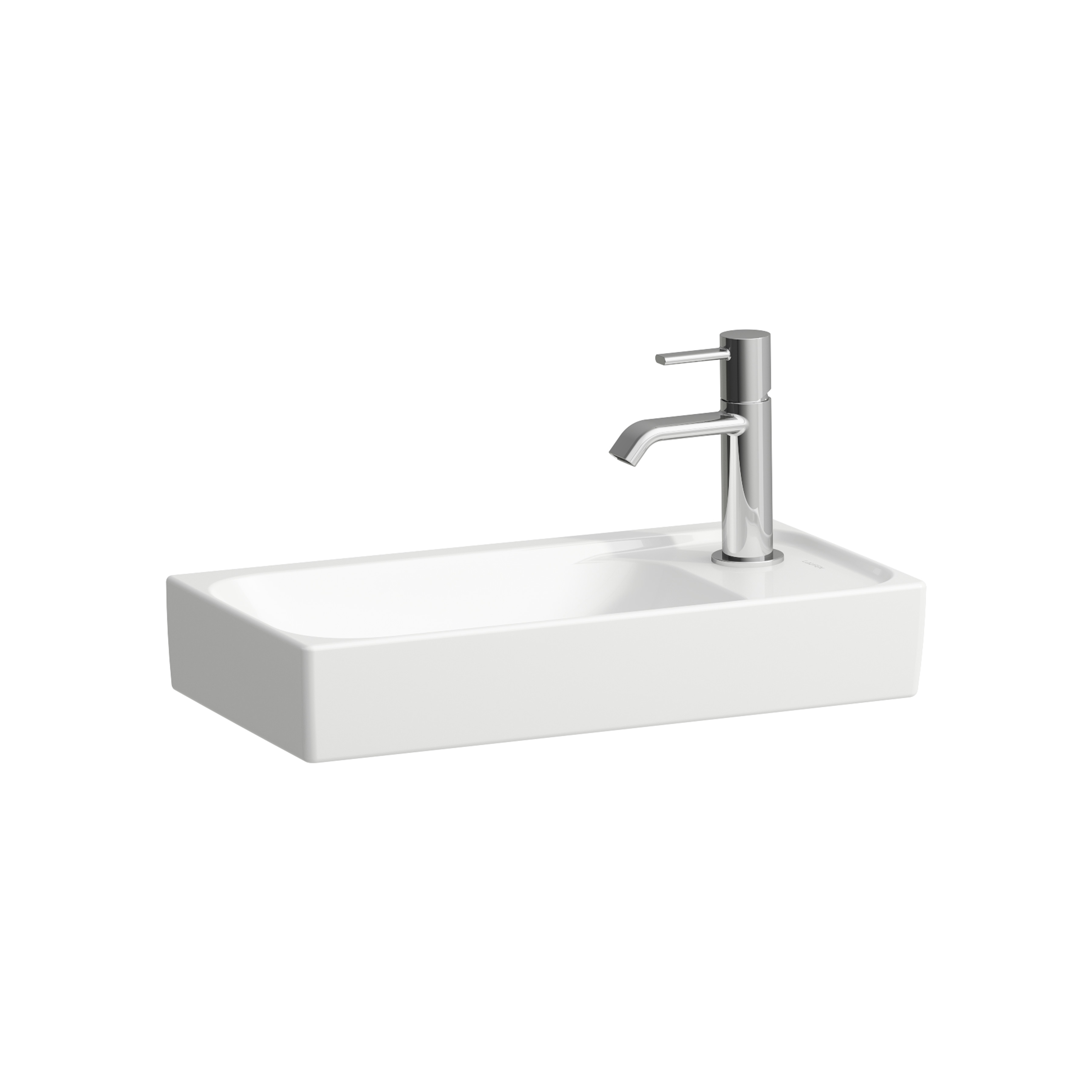 Meda lave-mains plage de robinetterie à droite blanc mat 460x235x80 mm
