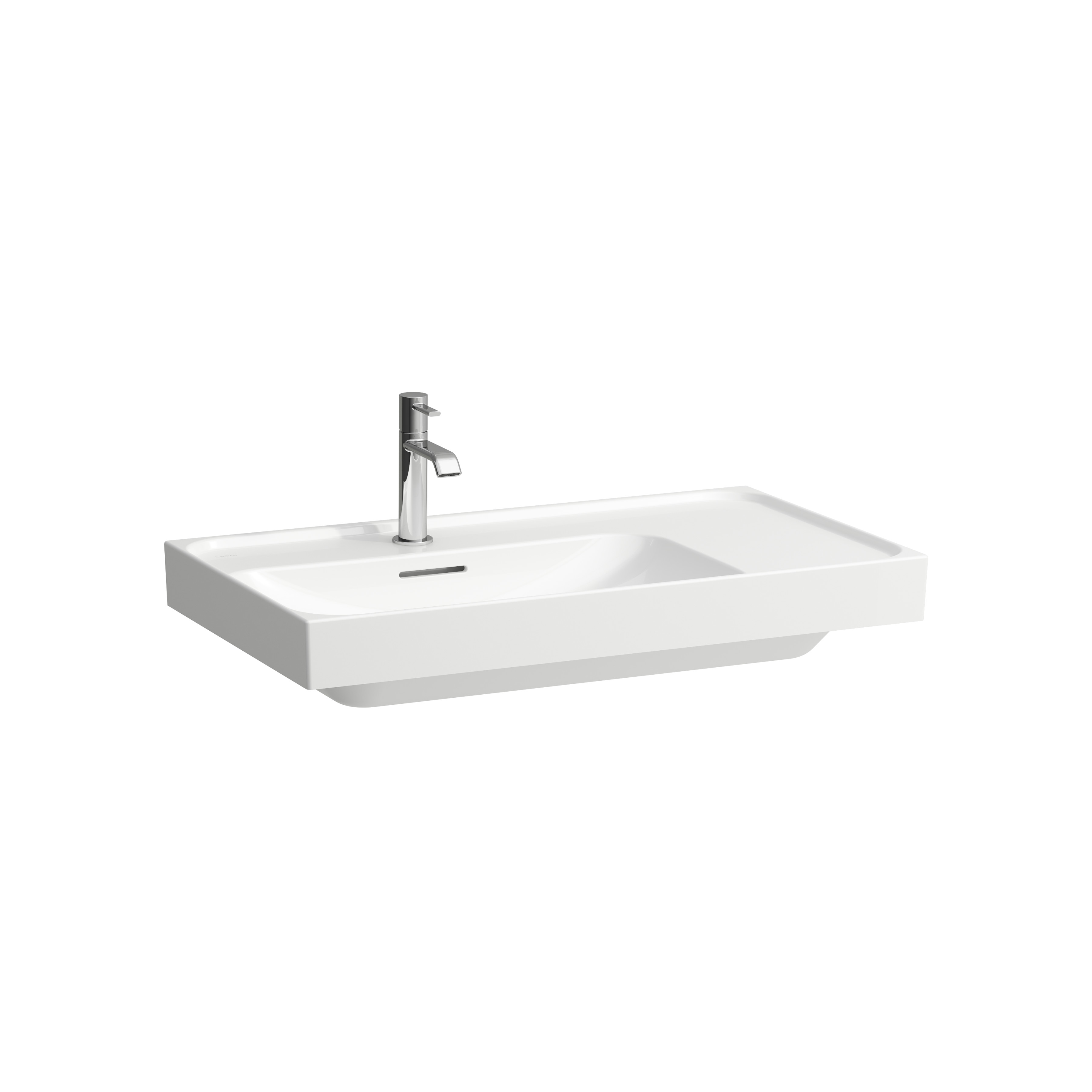 Meda lavabo mural ou à poser sur meuble tablette à droite blanc mat 800x460x80mm