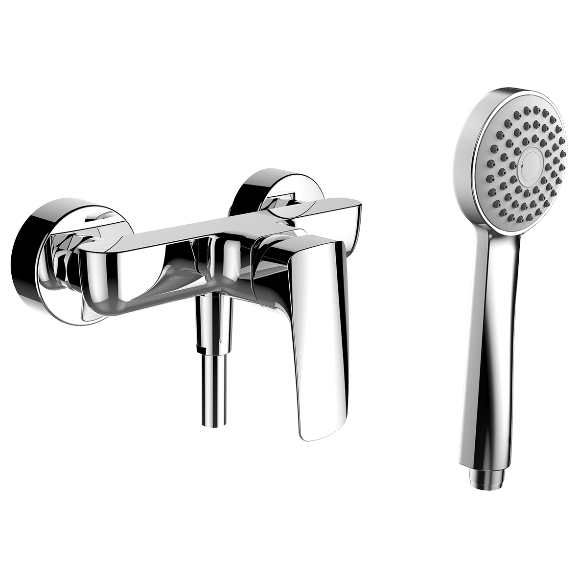 Laurin mitigeur de douche mural avec garniture de douche chromé