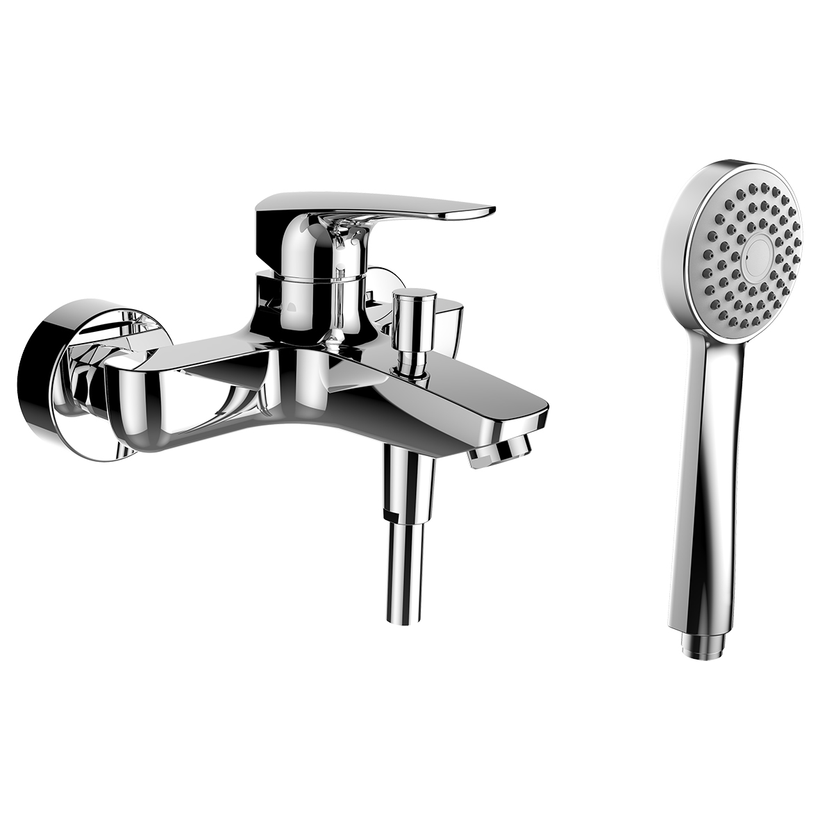 Laurin mitigeur bain mural avec inverseur avec garniture de douche chrom