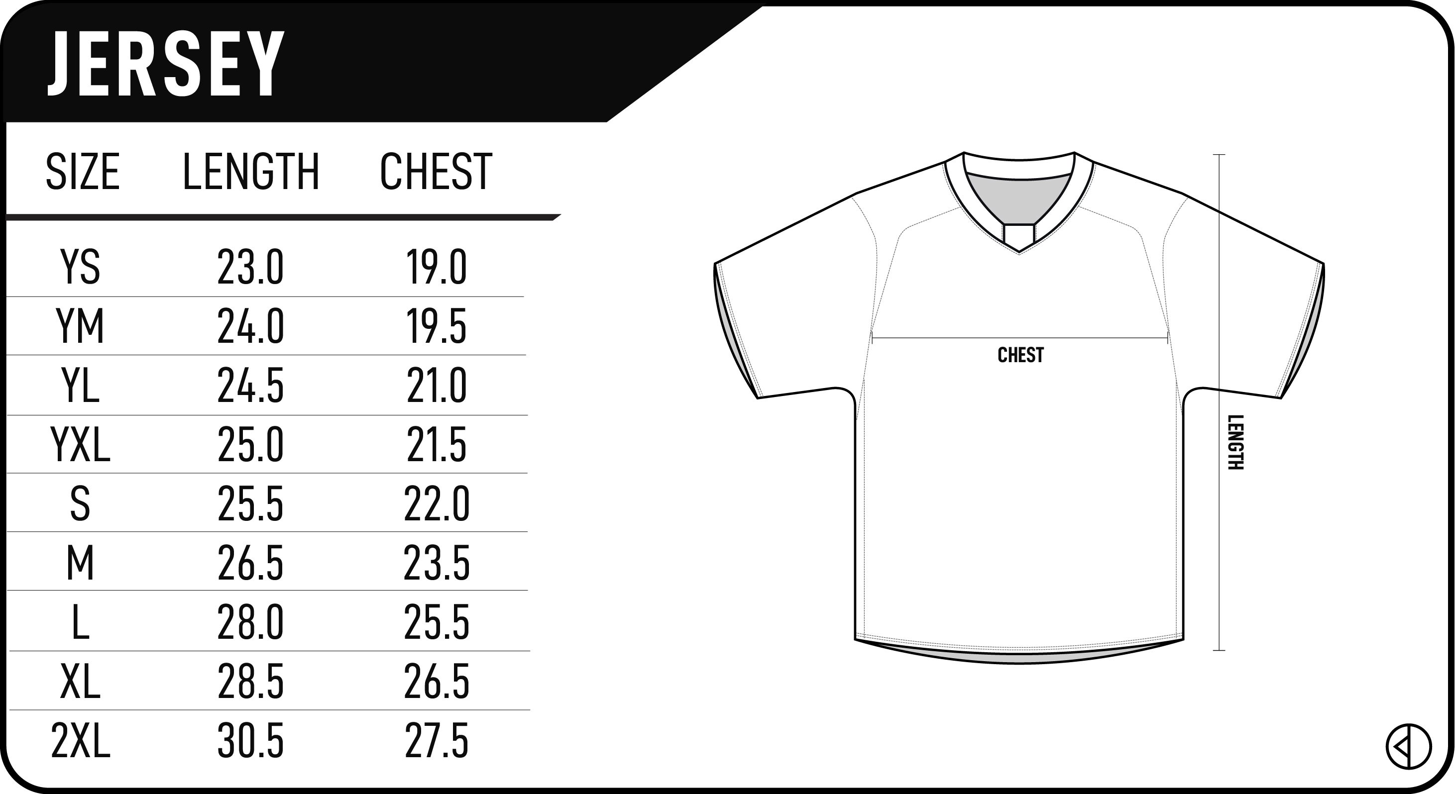 Men's Game Jersey Size Chart