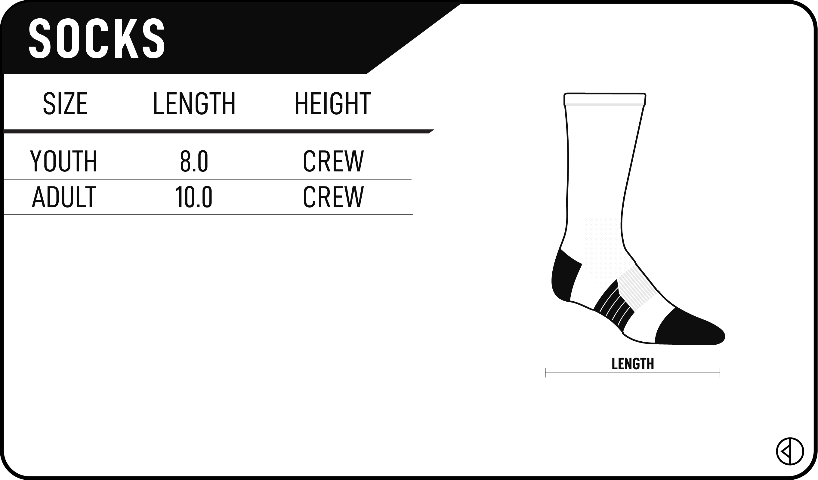 Performance Socks Size Chart