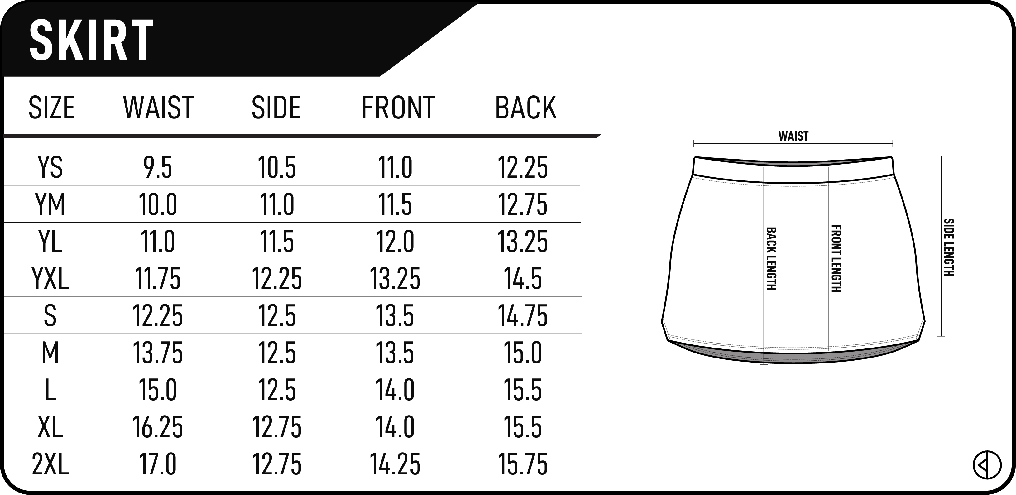 Women's Skirt Size Chart