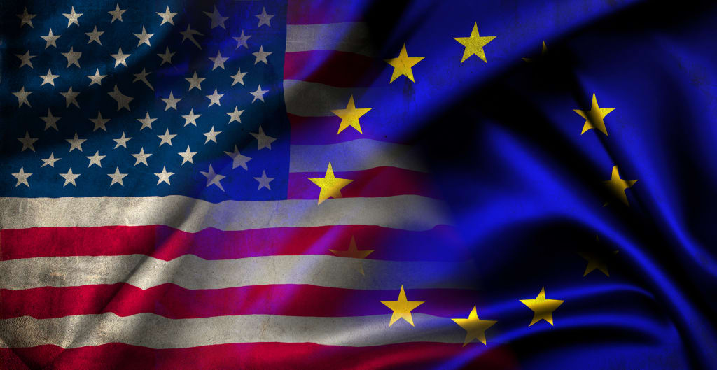 US and EU flags. Proposed US bill puts banks on collision course with incoming GDPR