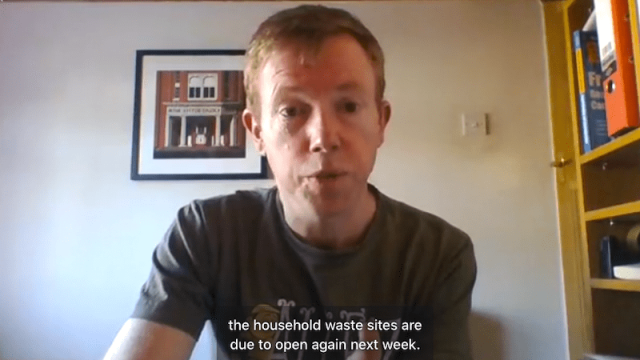 Rob Greenland shares a video update on Household Waste Sites