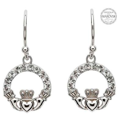 Earring: SS Claddagh White Swarovski