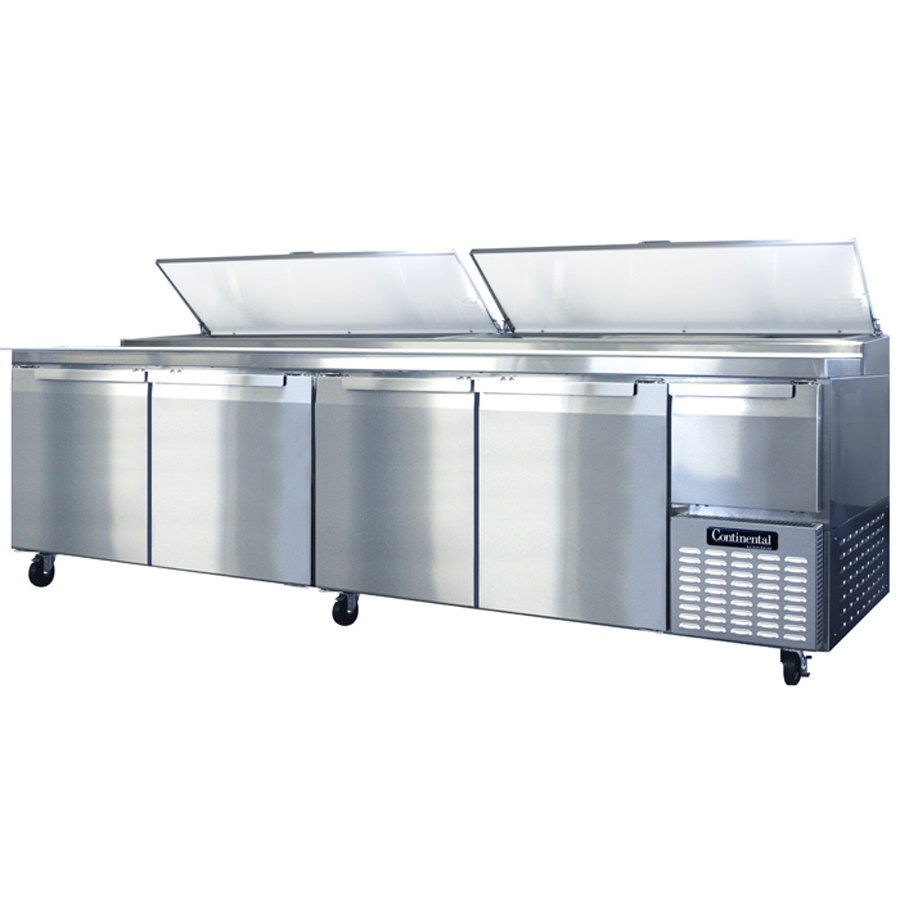 Continental Refrigerator CPA118 118 Pizza Prep Table with Four Doors and One Half Door