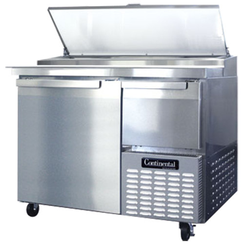 Continental Refrigerator CPA43 43 Pizza Prep Table with Full and Half Doors