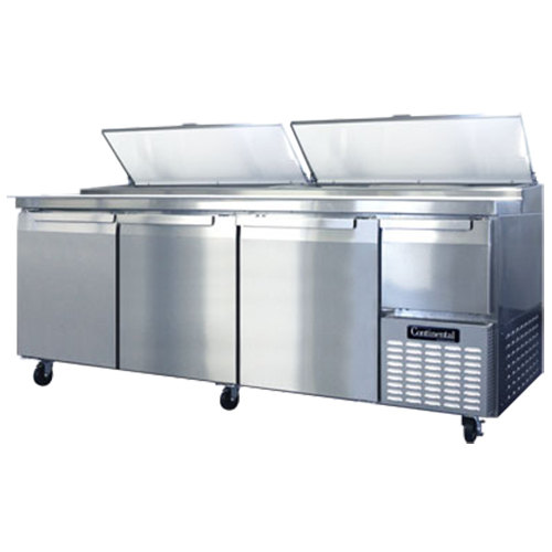 Continental Refrigerator CPA93 93 Pizza Prep Table with Three Full Doors and Half Door