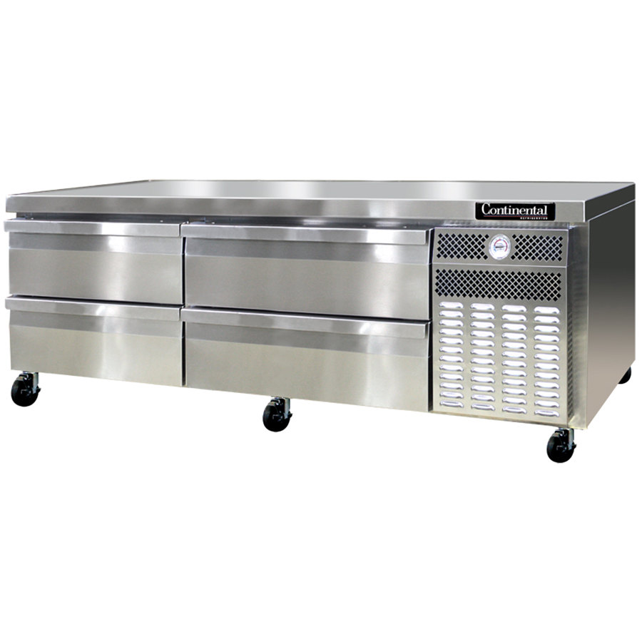 Continental Refrigerator DL72G 72 Four Drawer Refrigerated Chef Base - 16.4 Cu. Ft.