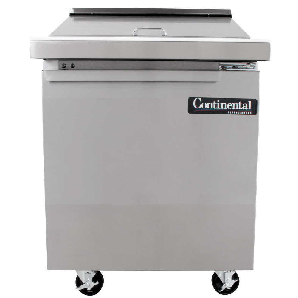 Continental Refrigerator SW27-12M 27 Mighty Top Sandwich Prep Refrigerator with Solid Door