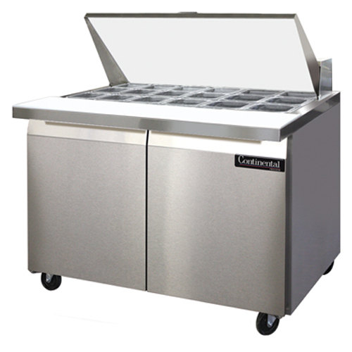 Continental Refrigerator SW48-18M 48 Mighty Top Sandwich Prep Refrigerator with Two Solid Doors