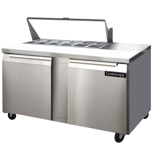 Continental Refrigerator SW60-12 60 Two Door Refrigerated Sandwich / Salad Prep Table