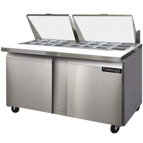 Continental Refrigerator SW60-24M 60 Mighty Top Two Door Sandwich Prep Refrigerator