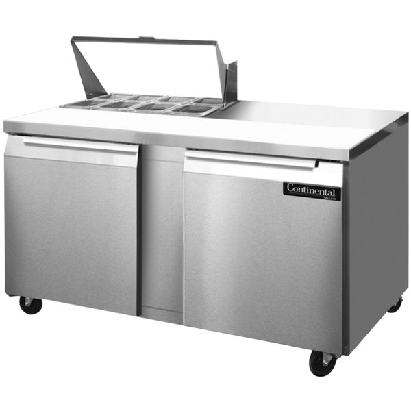 Continental Refrigerator SW60-8 60 Two Door Refrigerated Sandwich / Salad Prep Table