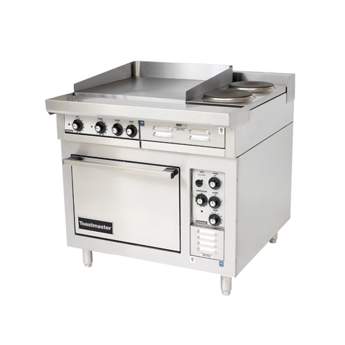 36 Electric Range with Two 12 Hot Plates, Two Round Hotplates and Convection Oven Base