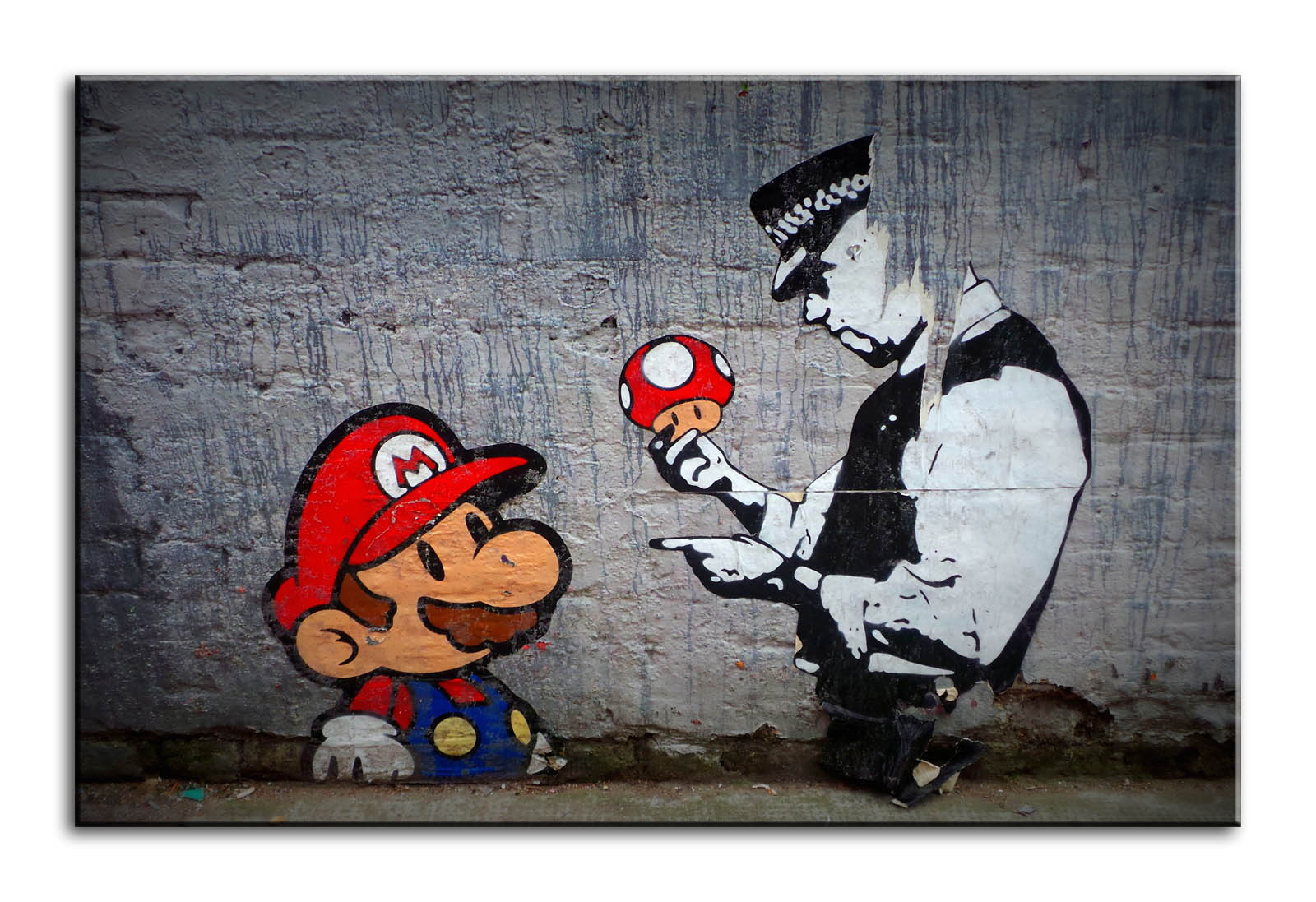 Large Wall Art Canvas Print of Banksy Super Mario Police Framed eBay