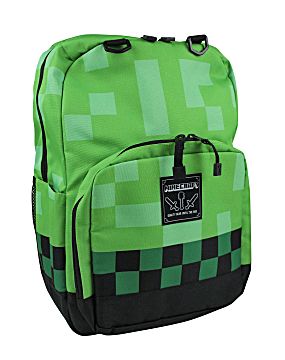 Minecraft Creeper 17 inch Kids Backpack with Lunch Bag - Green