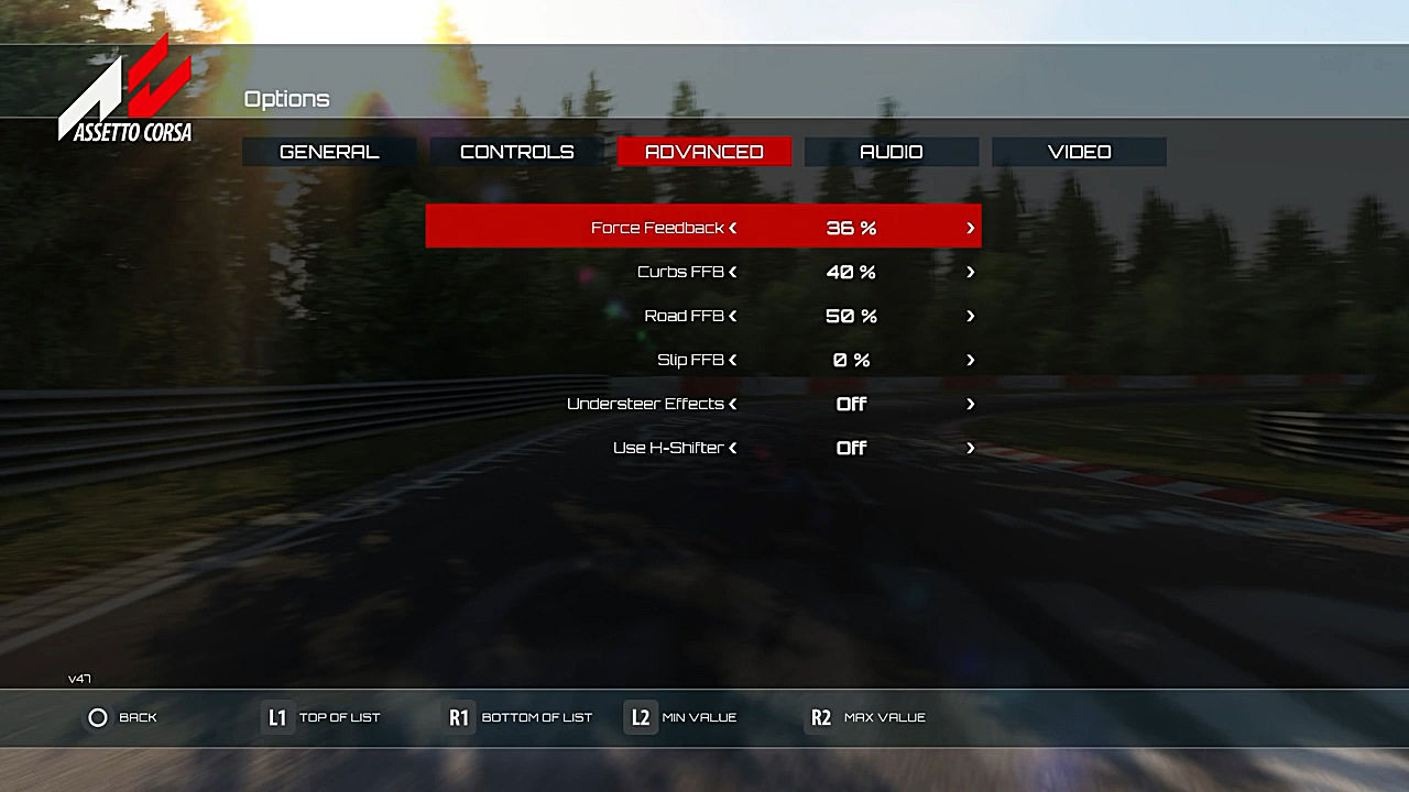 assetto corsa competizione wheel settings