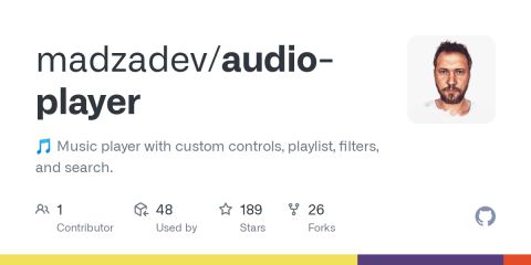 GitHub - madzadev/audio-player: 🎵 Music player with custom controls, playlist, filters, and search.