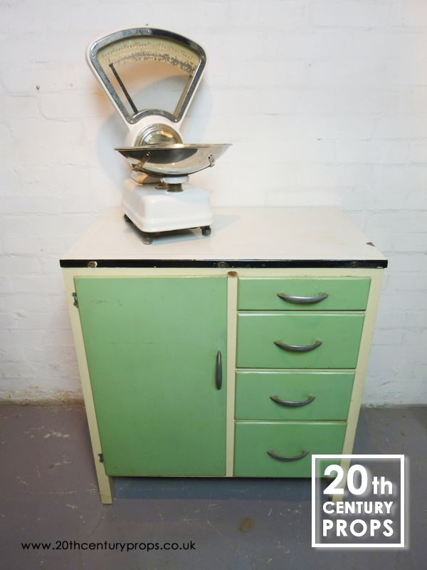 1950's Kitchen storage unit with enamel worktop Vintage Props