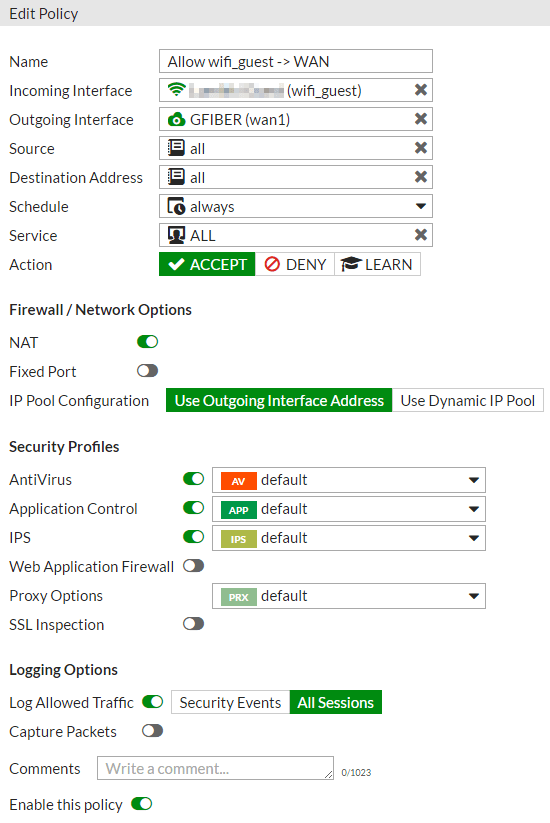 Edit IPv4 Policy