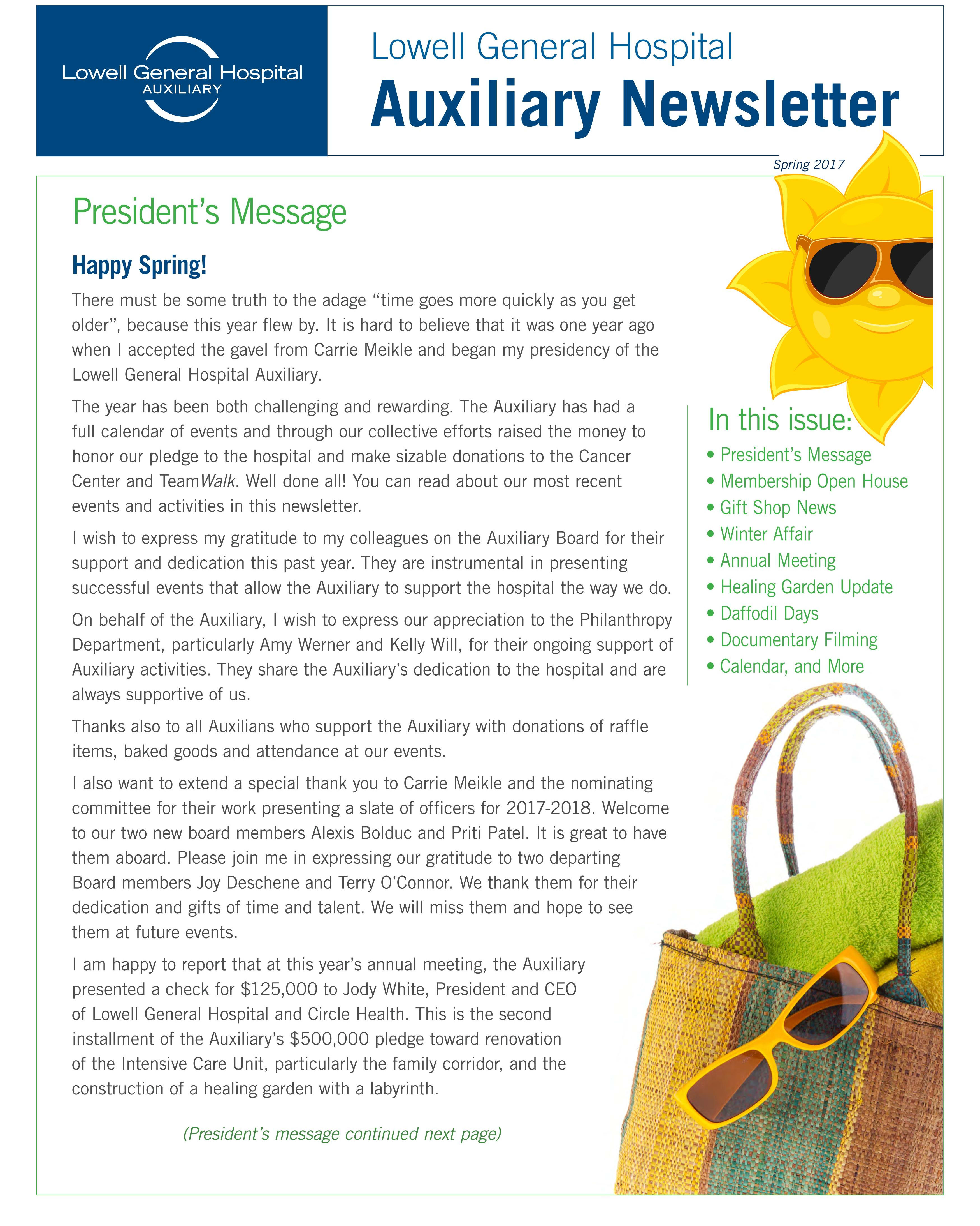 Spring 2017 Auxiliary Newsletter