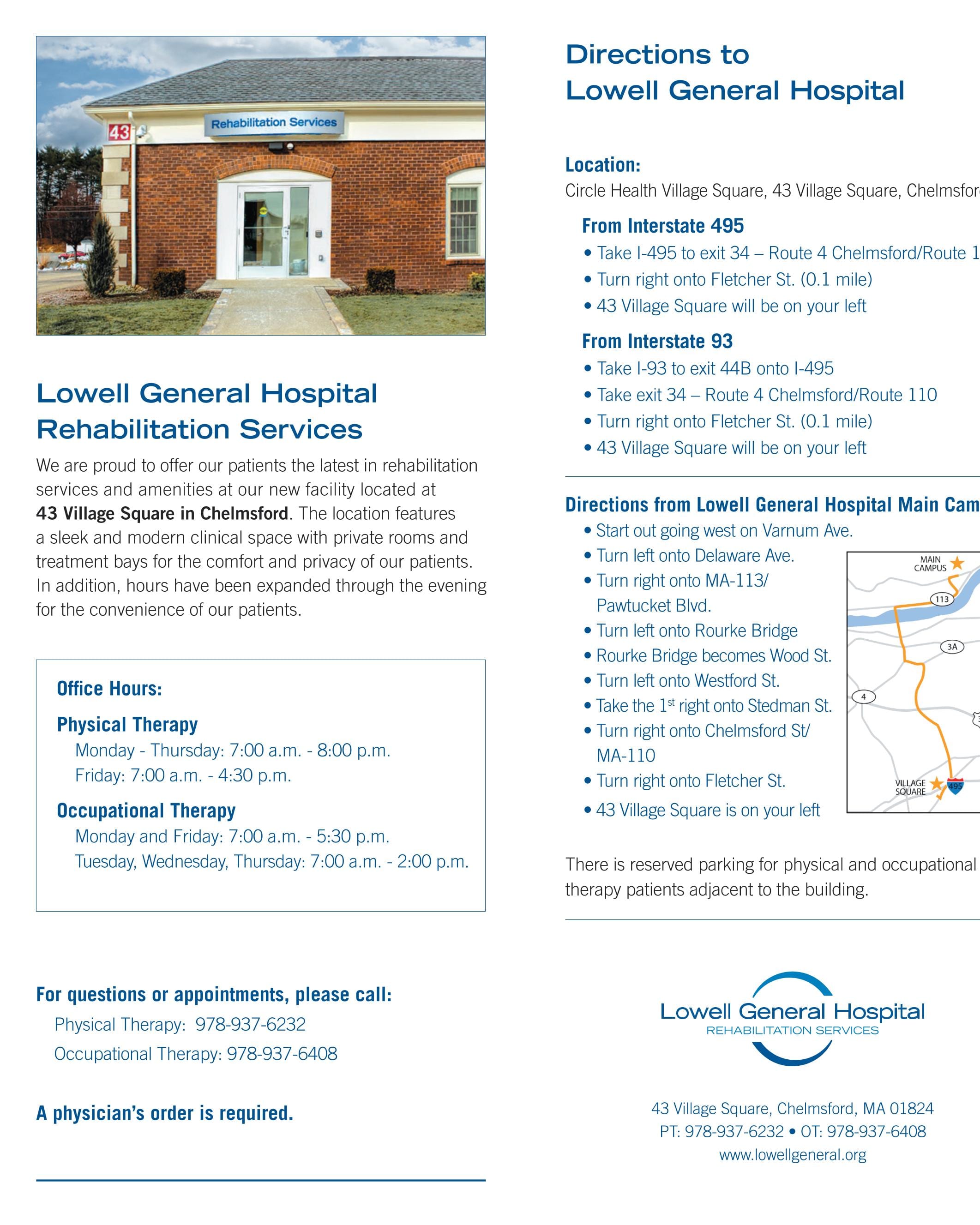 Rehabilitation Services brochure