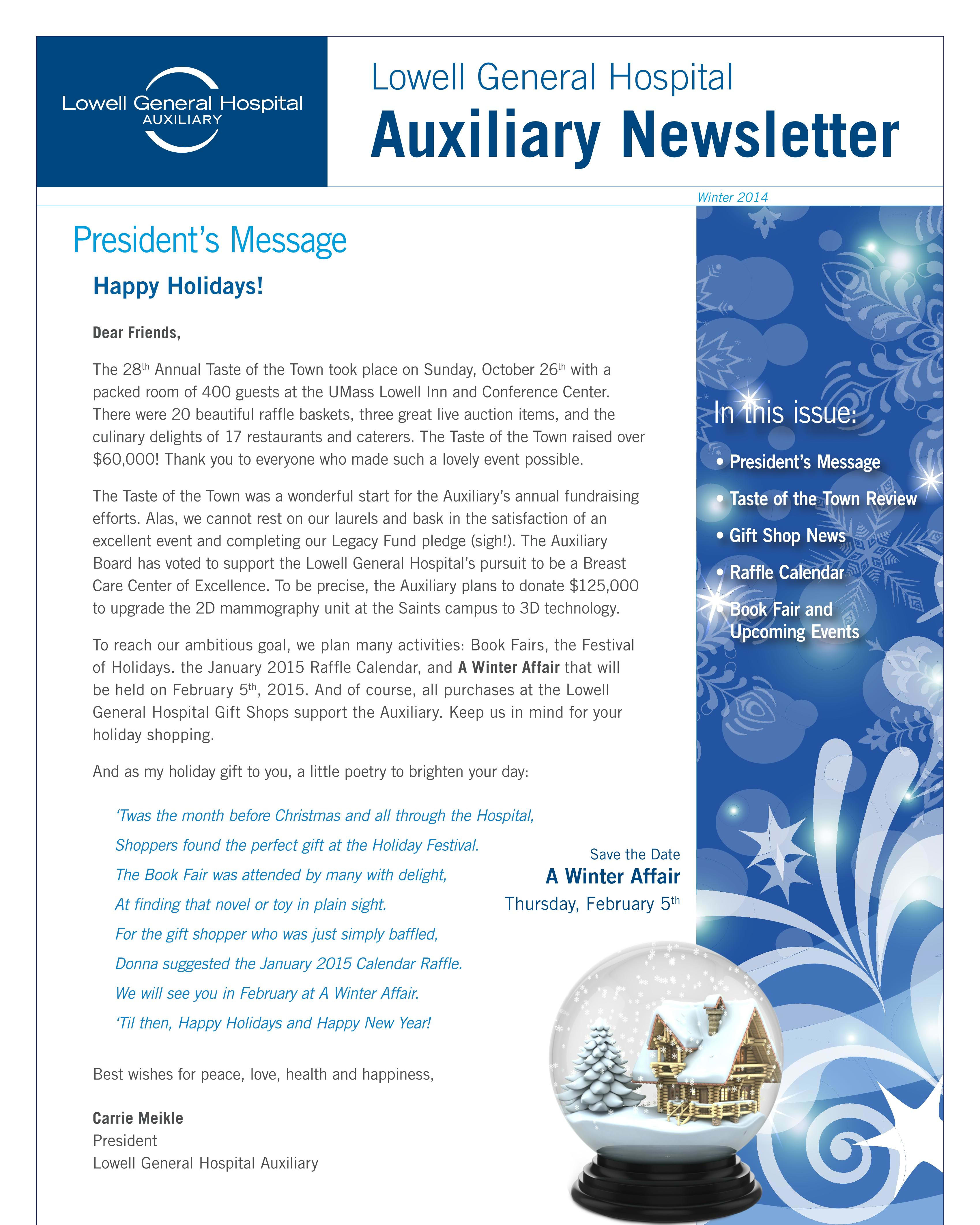 Winter 2014 Auxiliary Newsletter