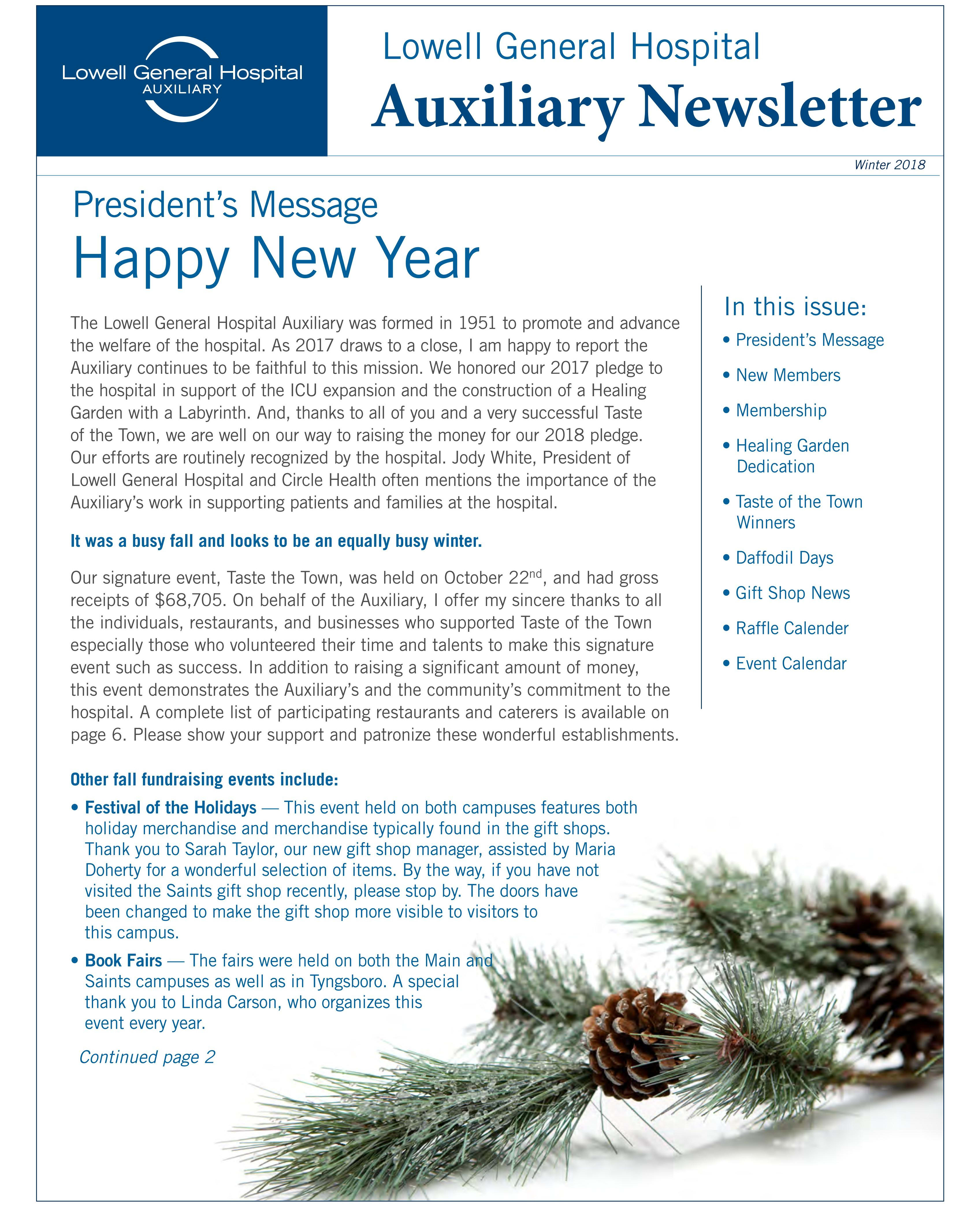 Winter 2018 Auxiliary Newsletter