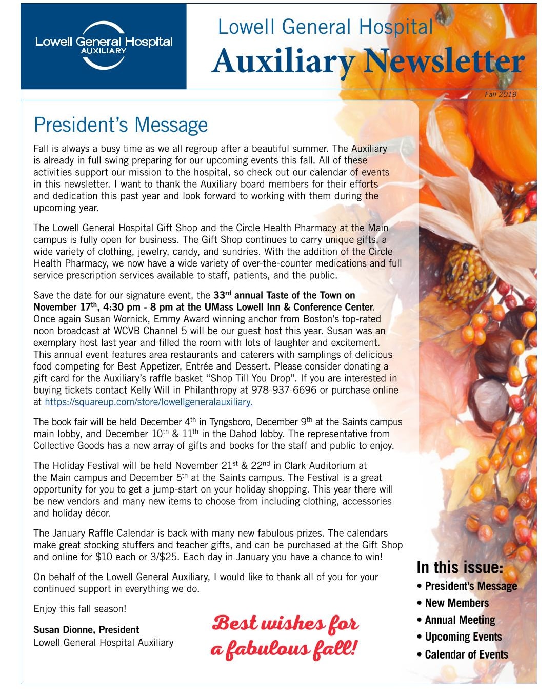 Fall 2019 Auxiliary Newsletter