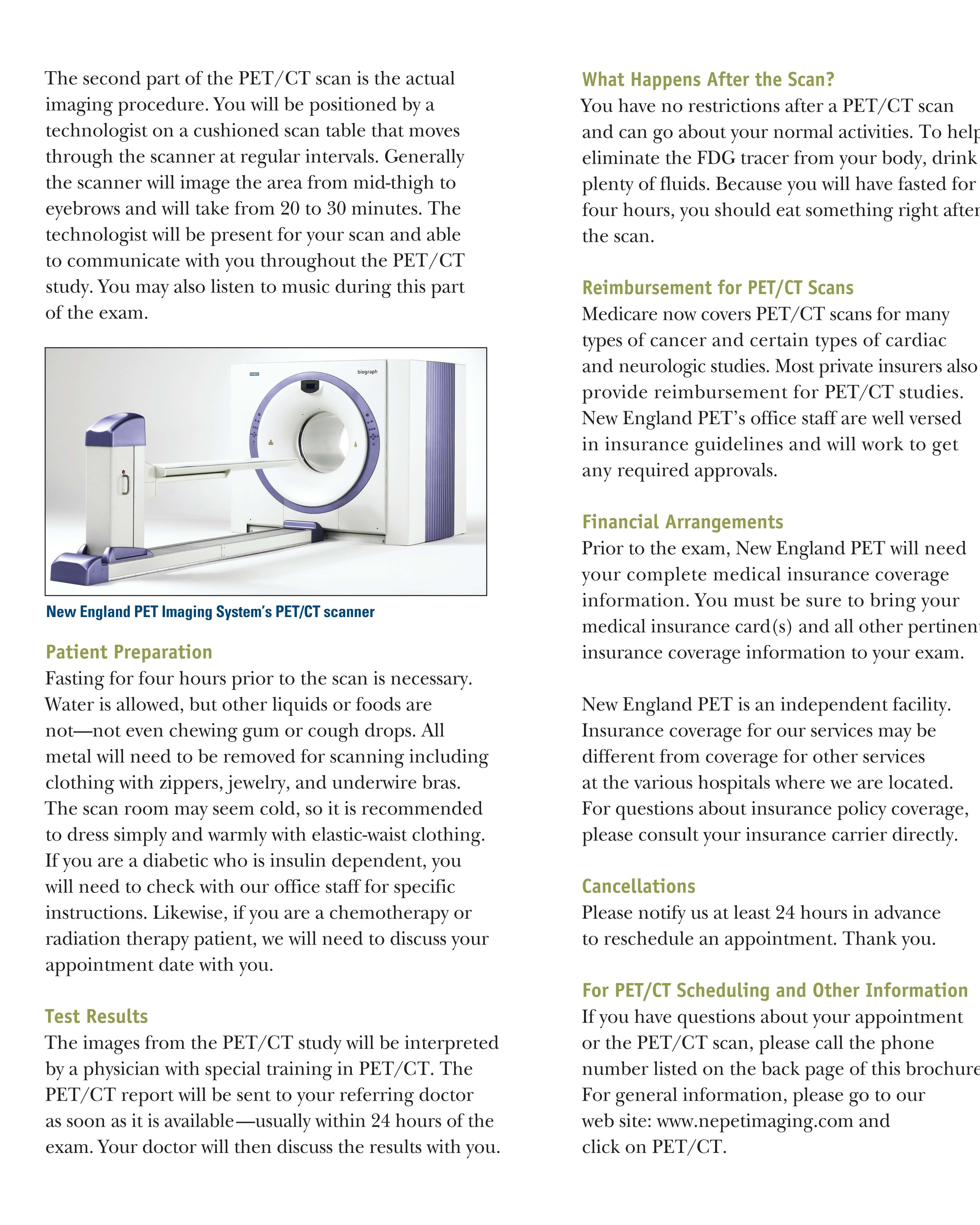 About your PET/CT Scan