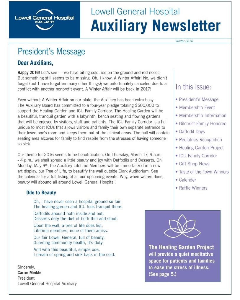 Winter 2016 Auxiliary Newsletter