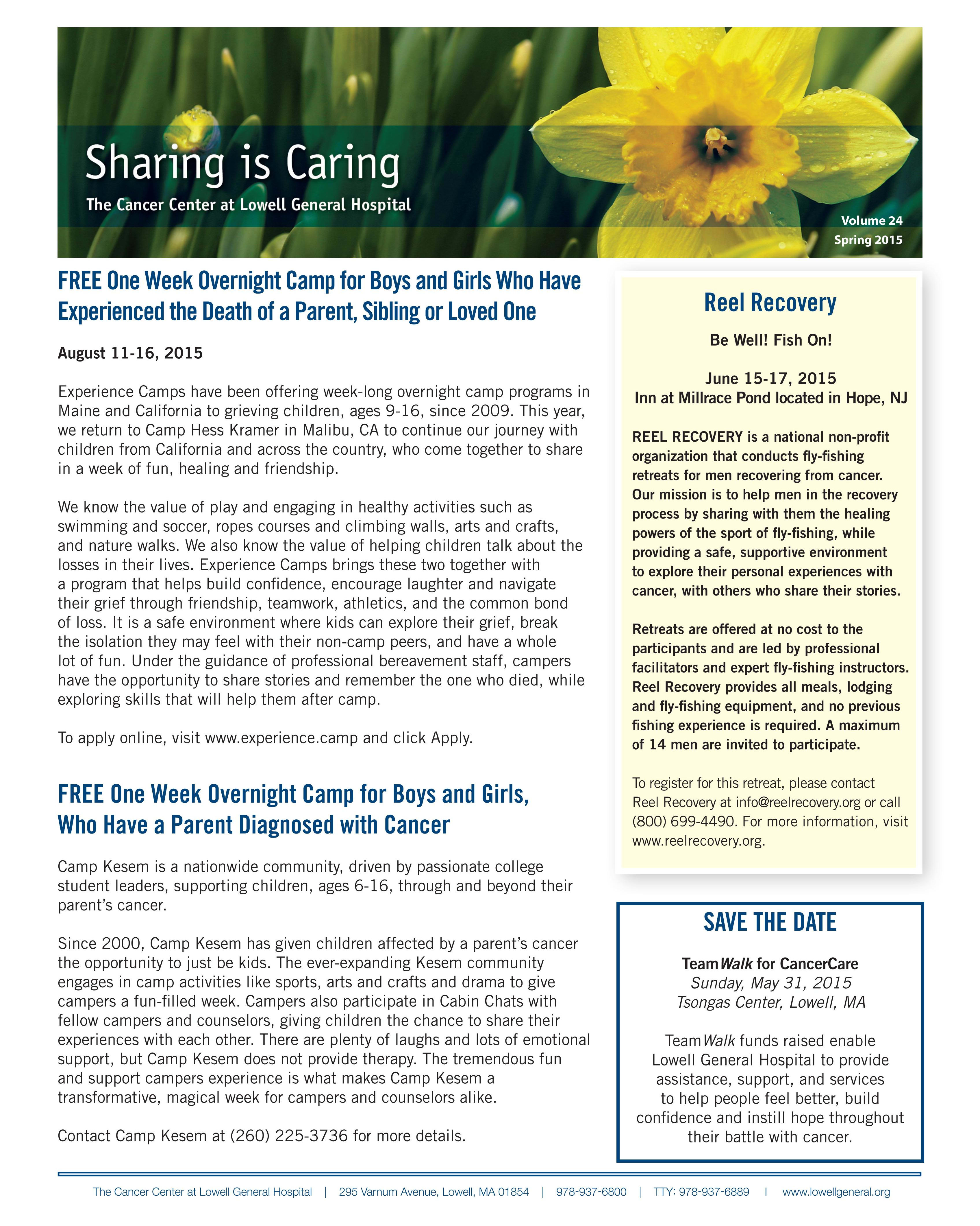 Cancer Center Community Newsletter, Vol 24 - 2015