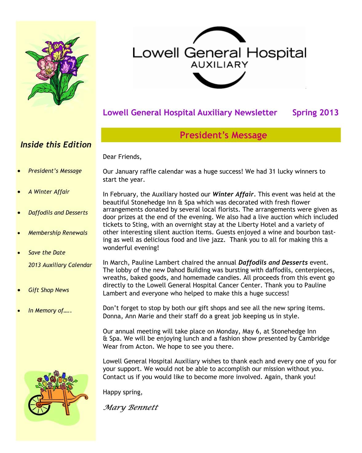 Spring 2013 Auxiliary Newsletter