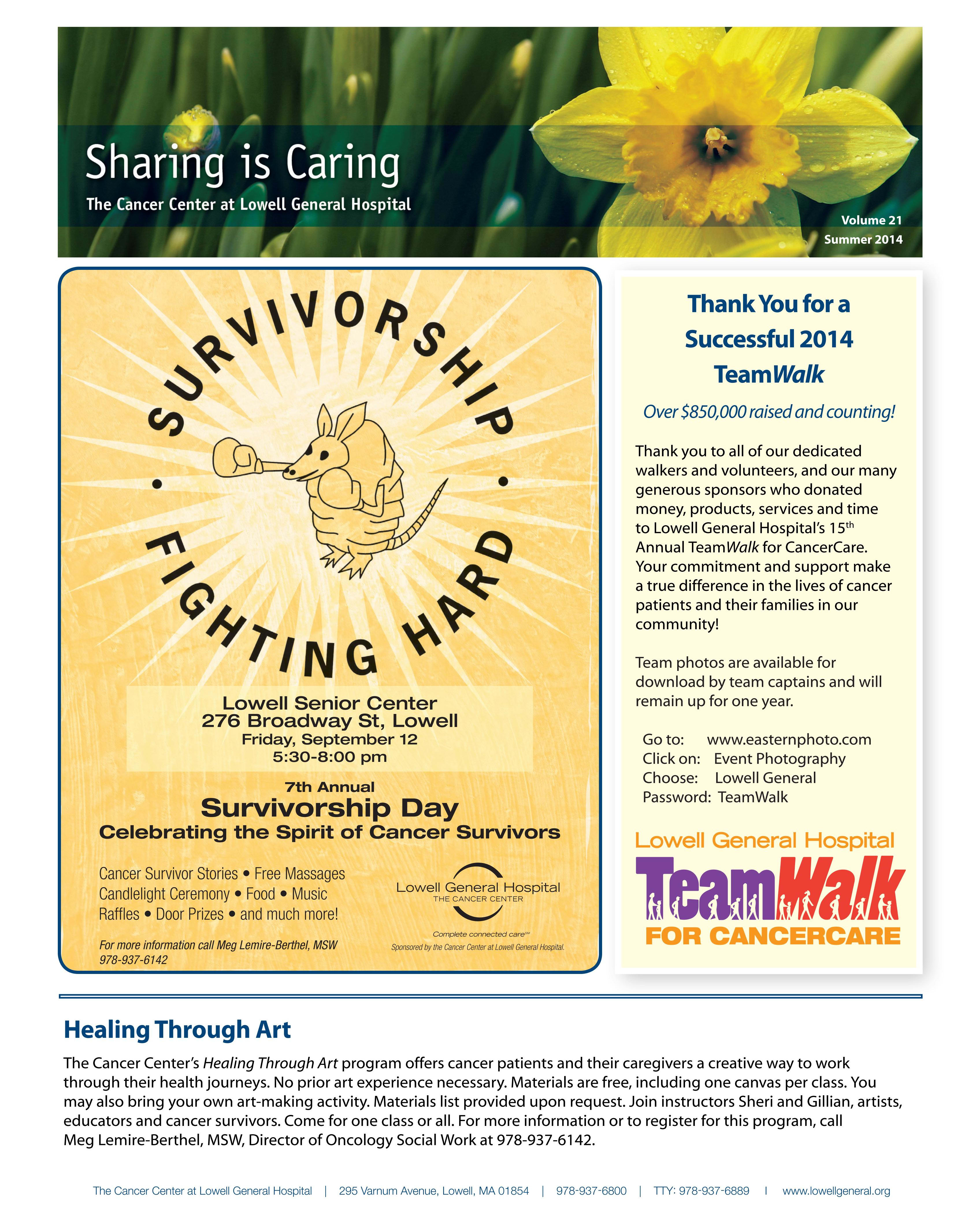 Cancer Center Community Newsletter, Vol 21 - 2014