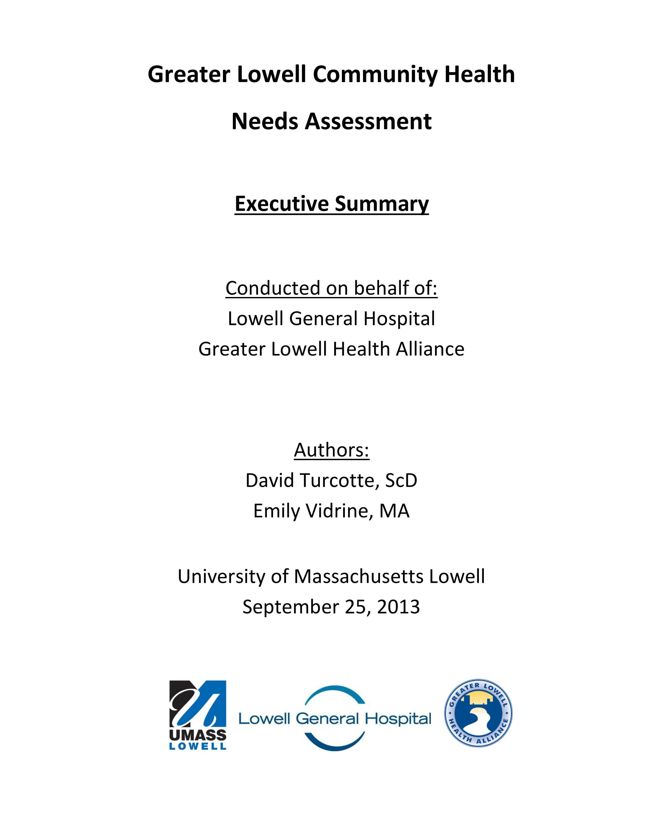 Greater Lowell Community Health Needs Assessment Executive Summary 2013