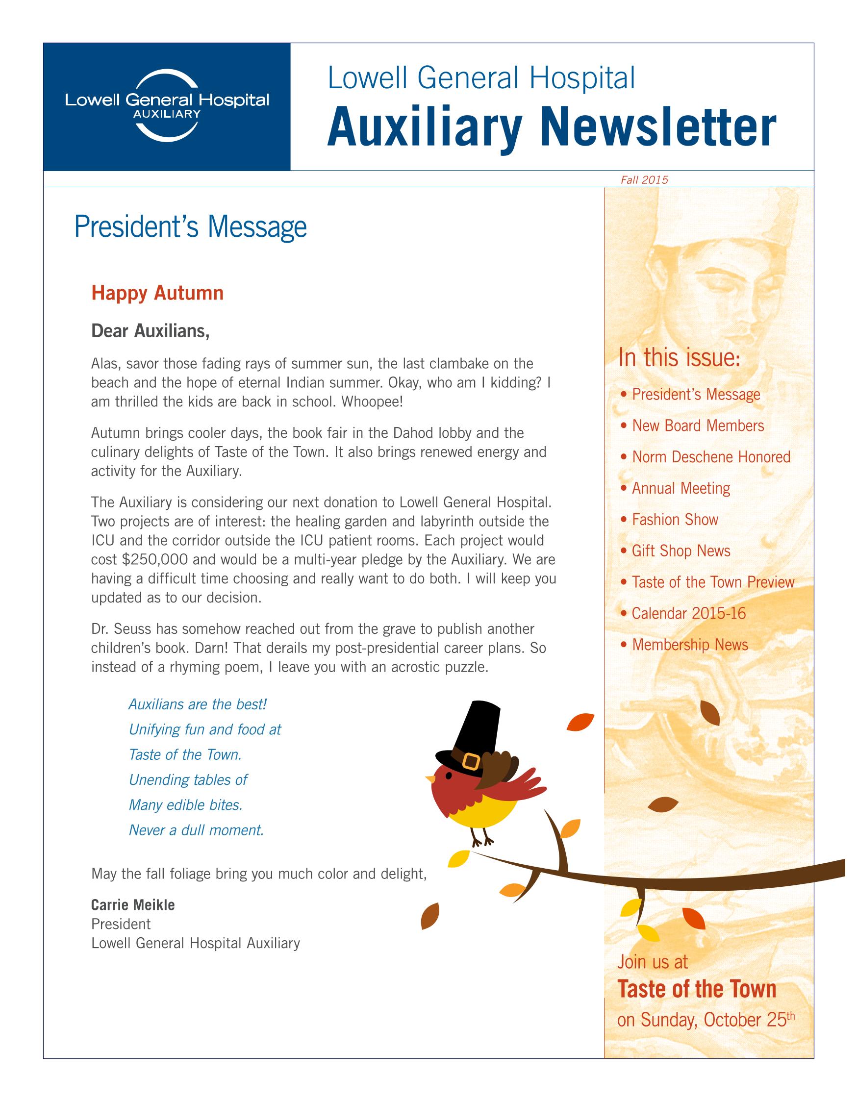 Fall 2015 Auxiliary Newsletter