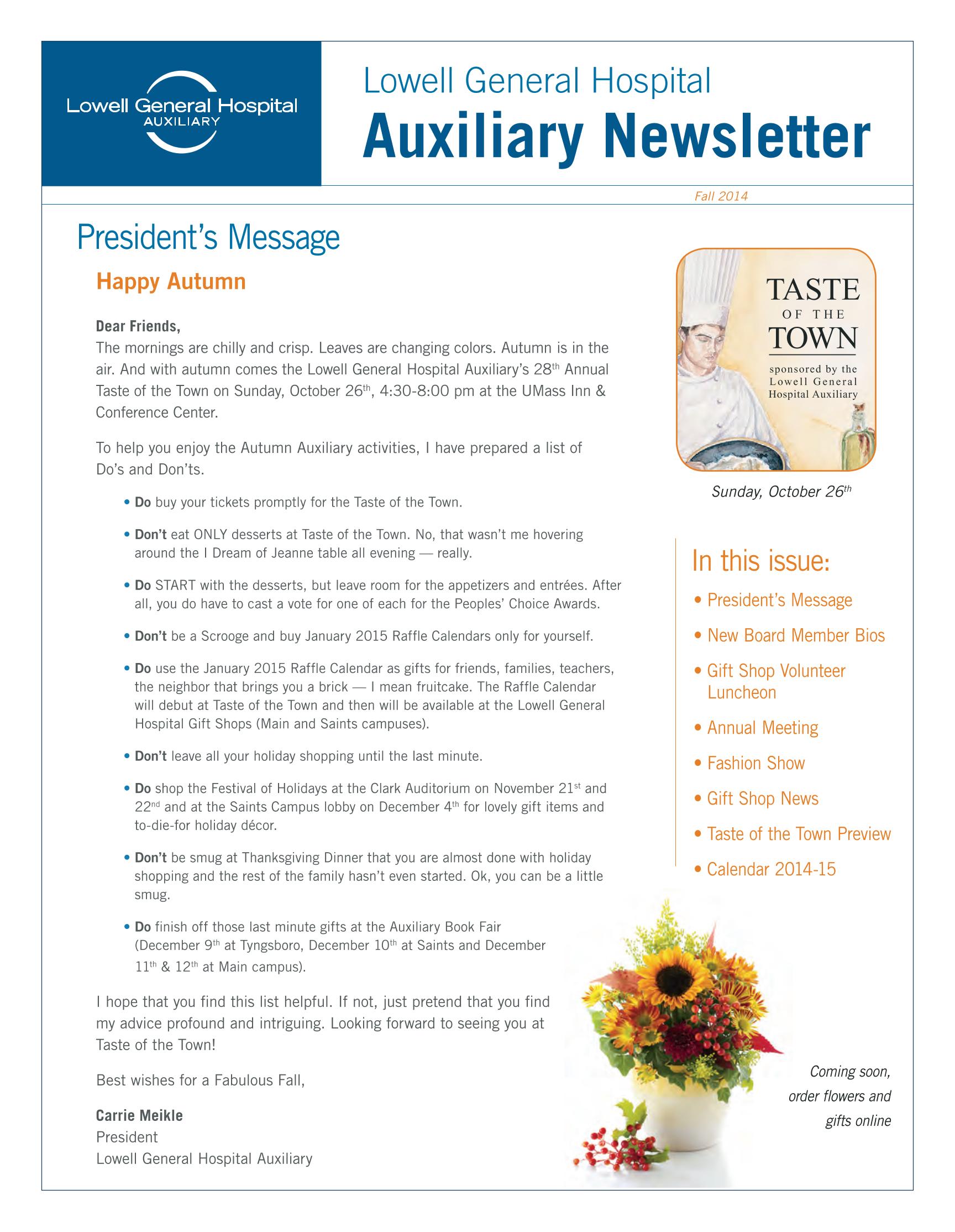 Fall 2014 Auxiliary Newsletter
