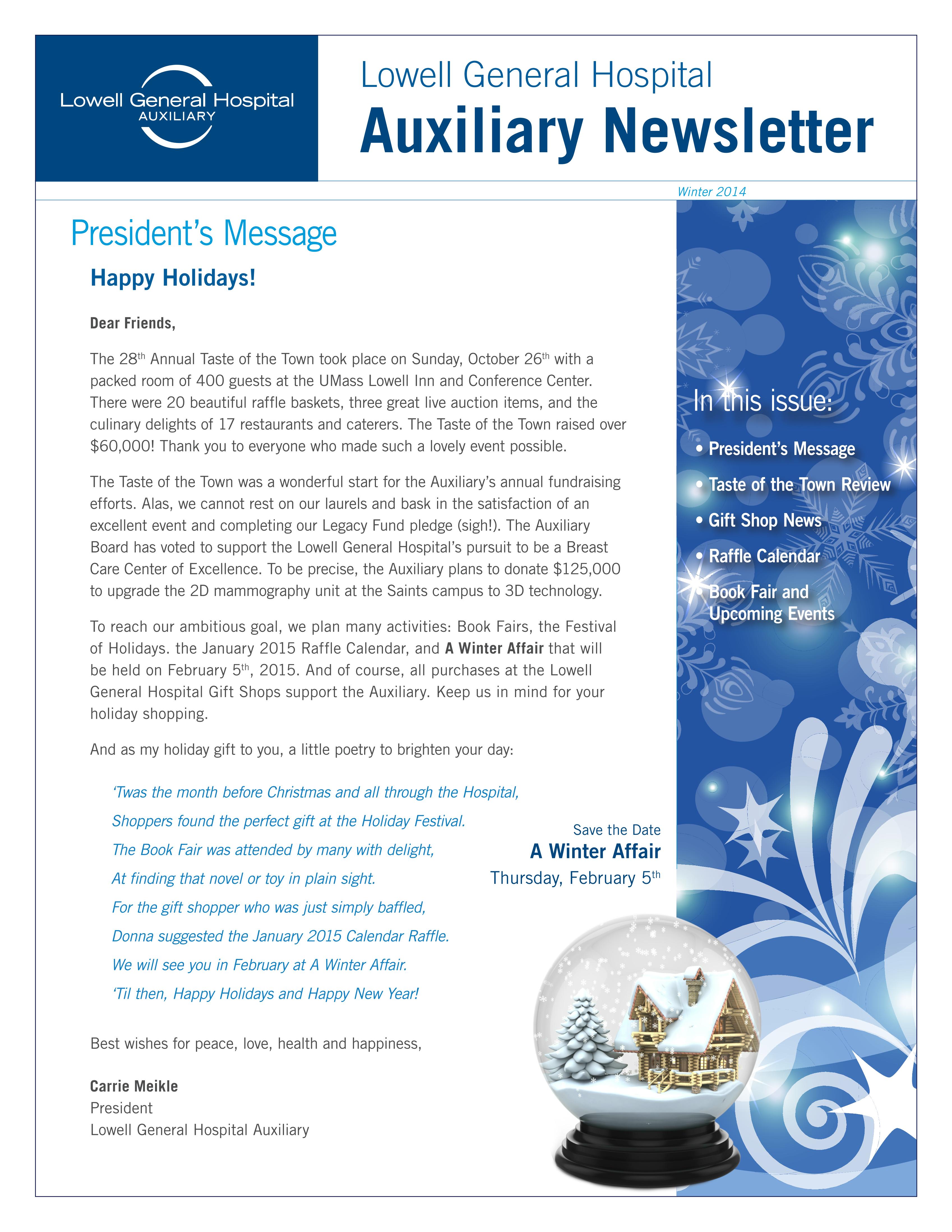Winter 2014 Auxiliary Newsletter