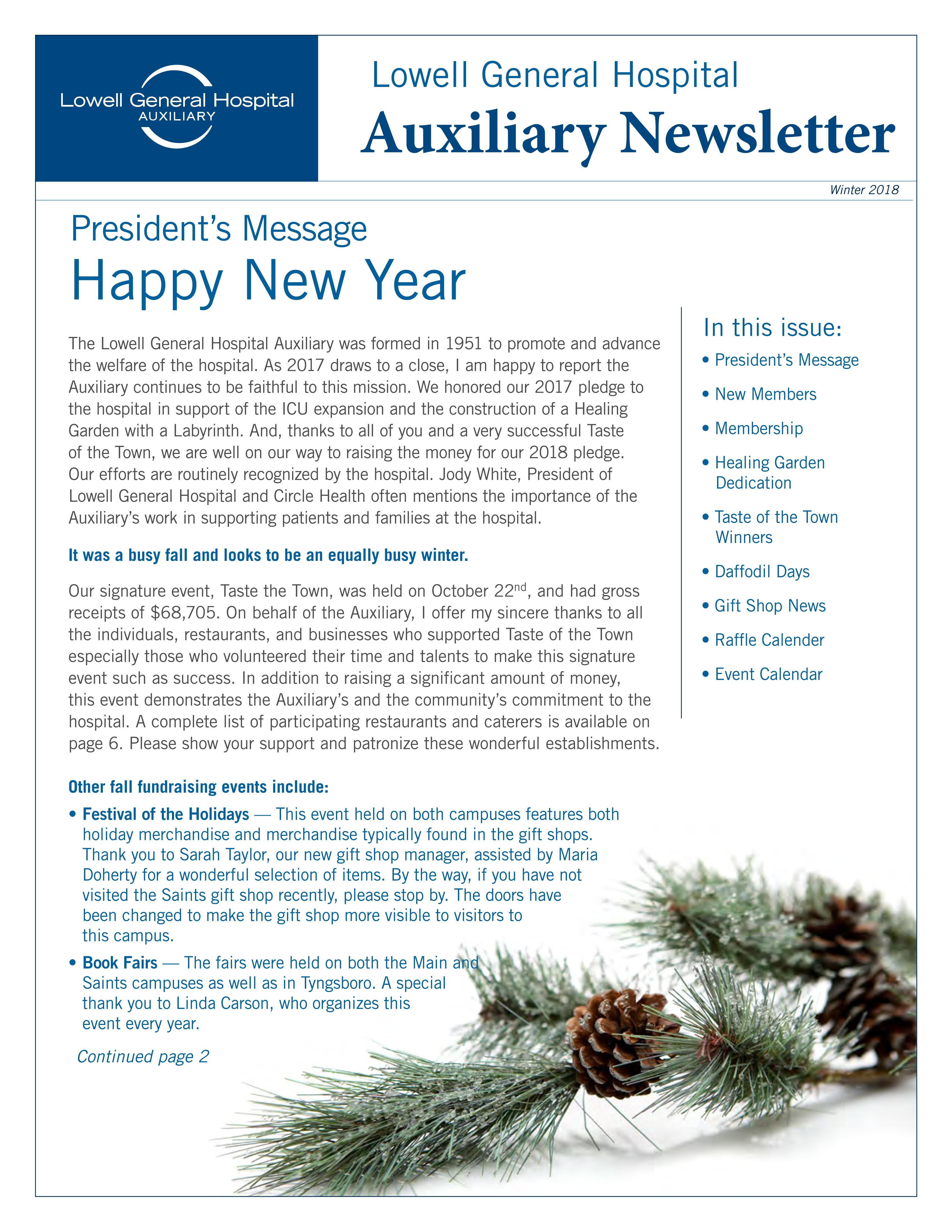Winter 2018 Auxiliary Newsletter