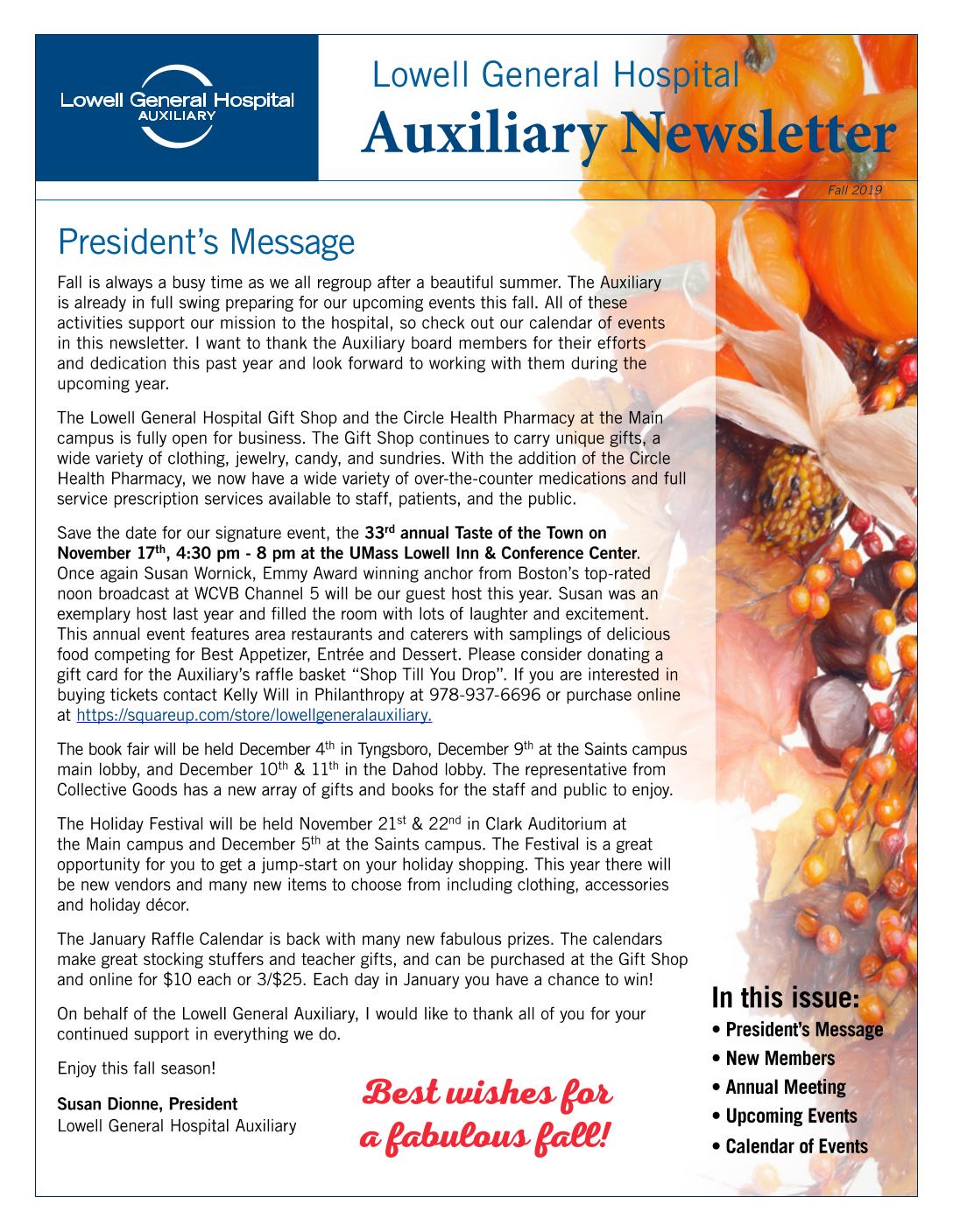 Fall 2019 Auxiliary Newsletter