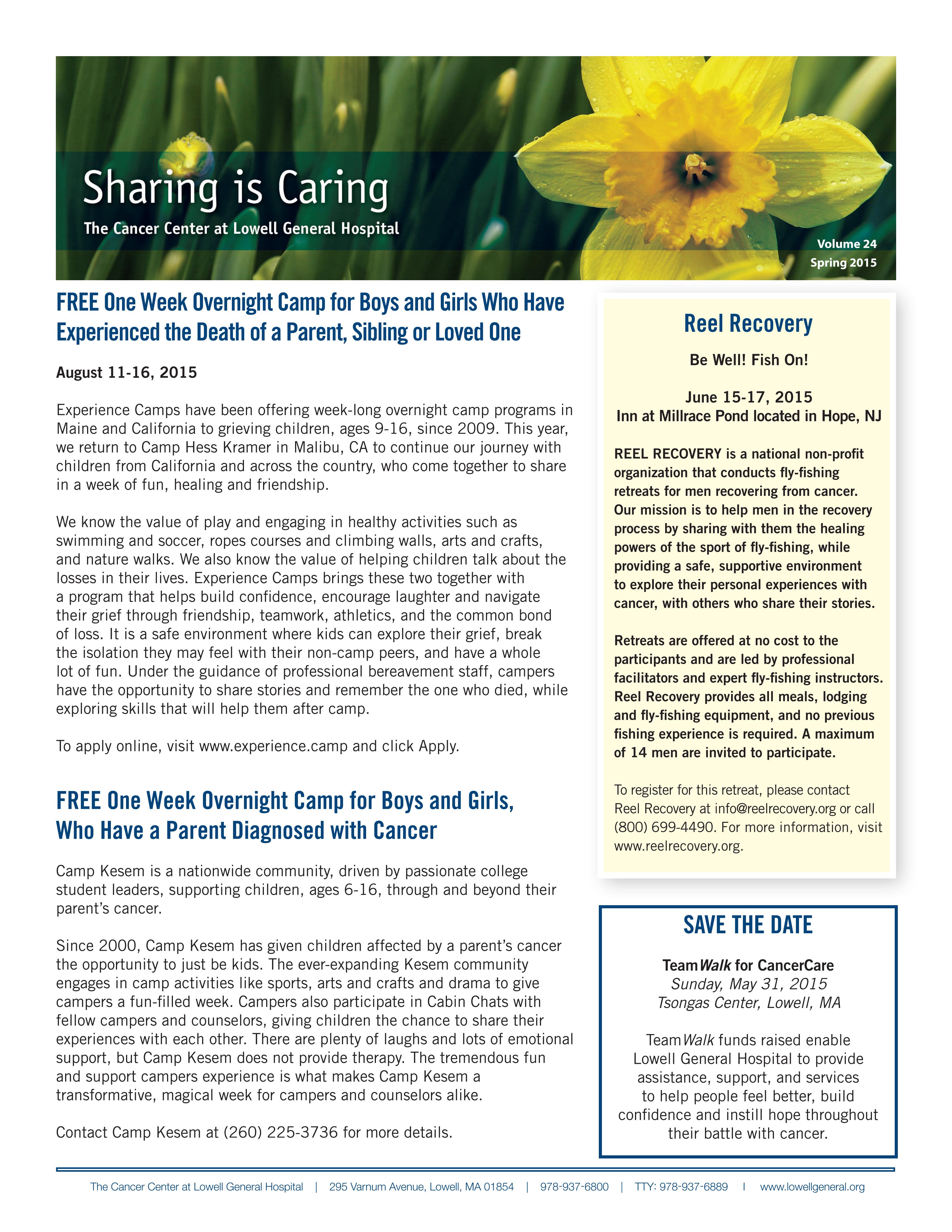 Cancer Center Community Newsletter, Vol 24 - 2015